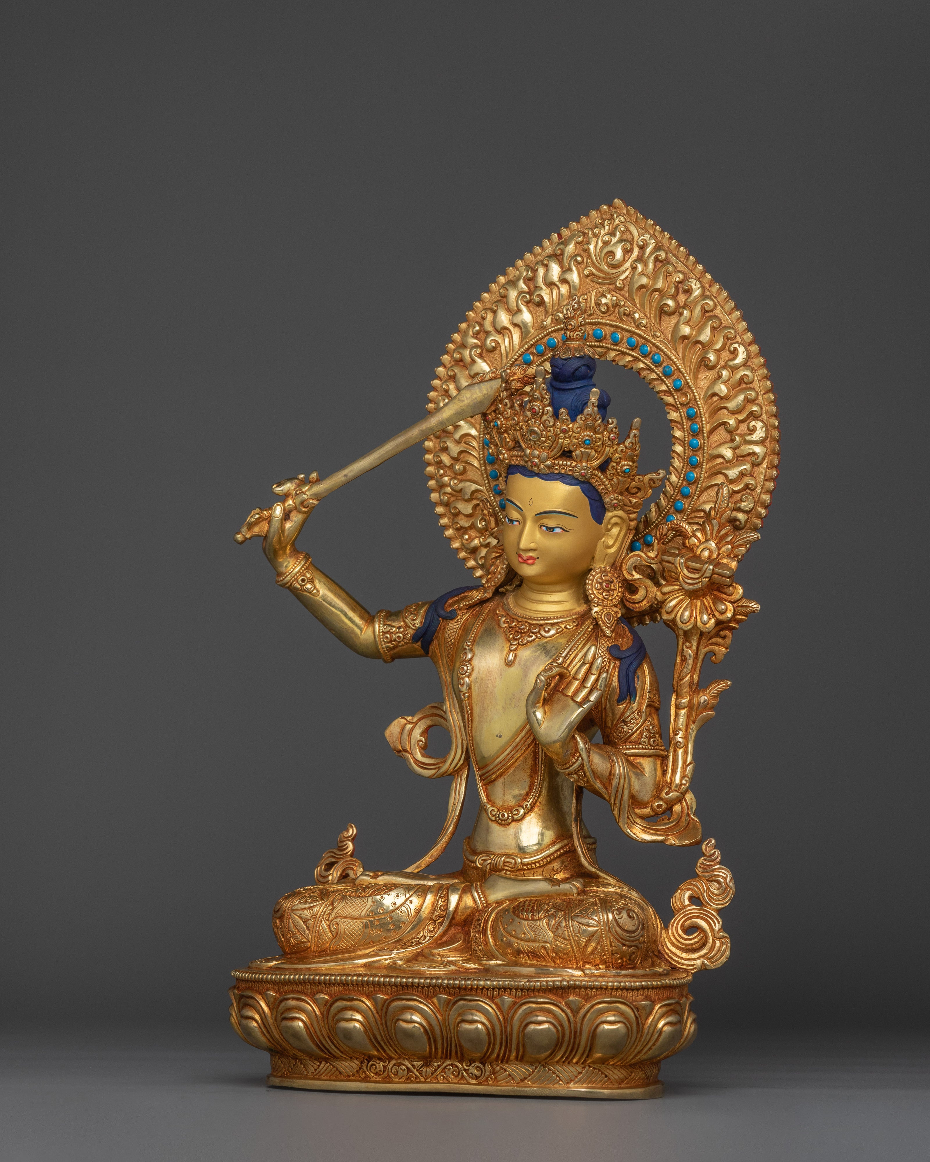 The Bodhisattva of Wisdom Manjushri Sculpture | The Sword of Insight