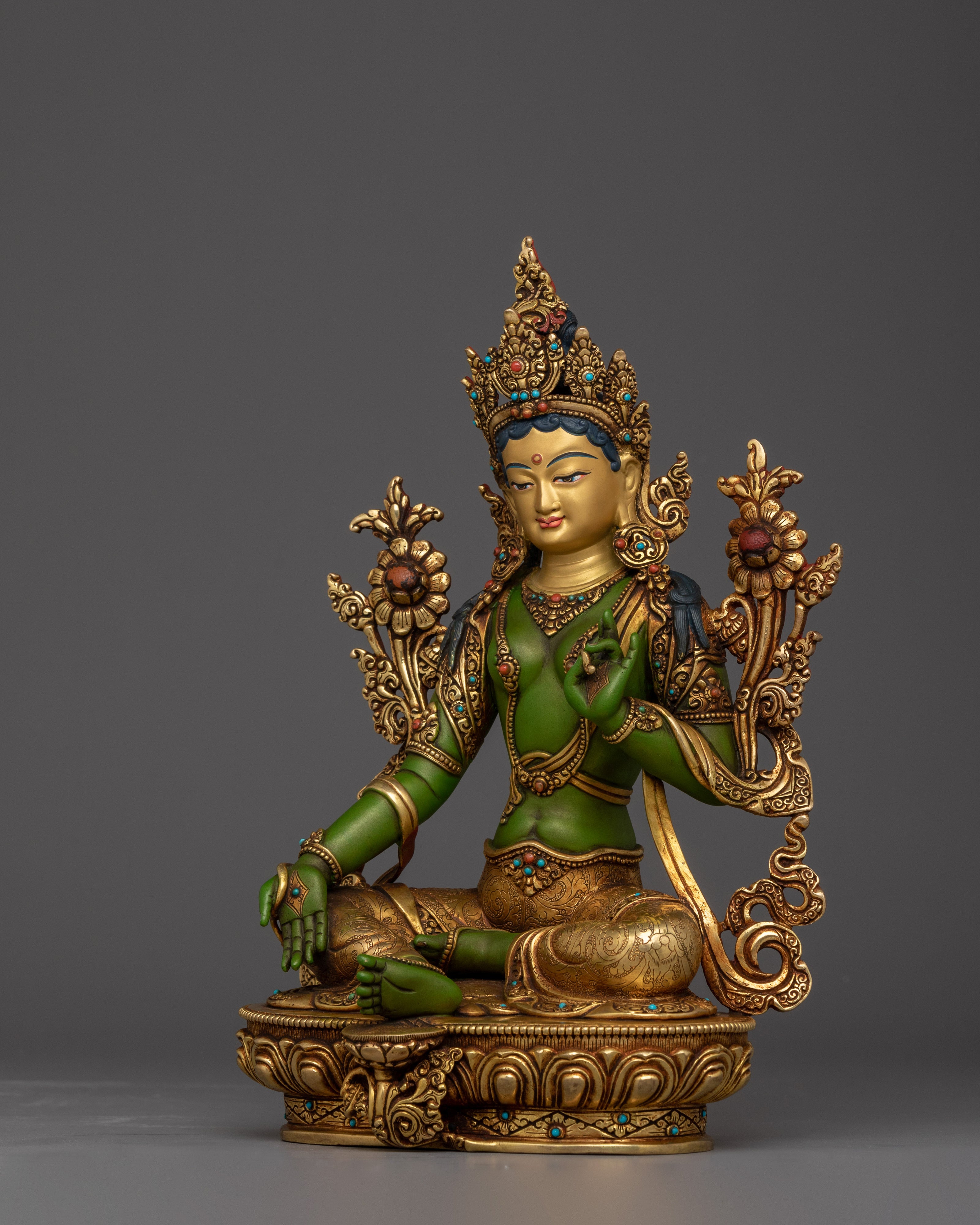 Swift Protector Green Tara Statue | Shyama Tara Handcrafted Sculpture