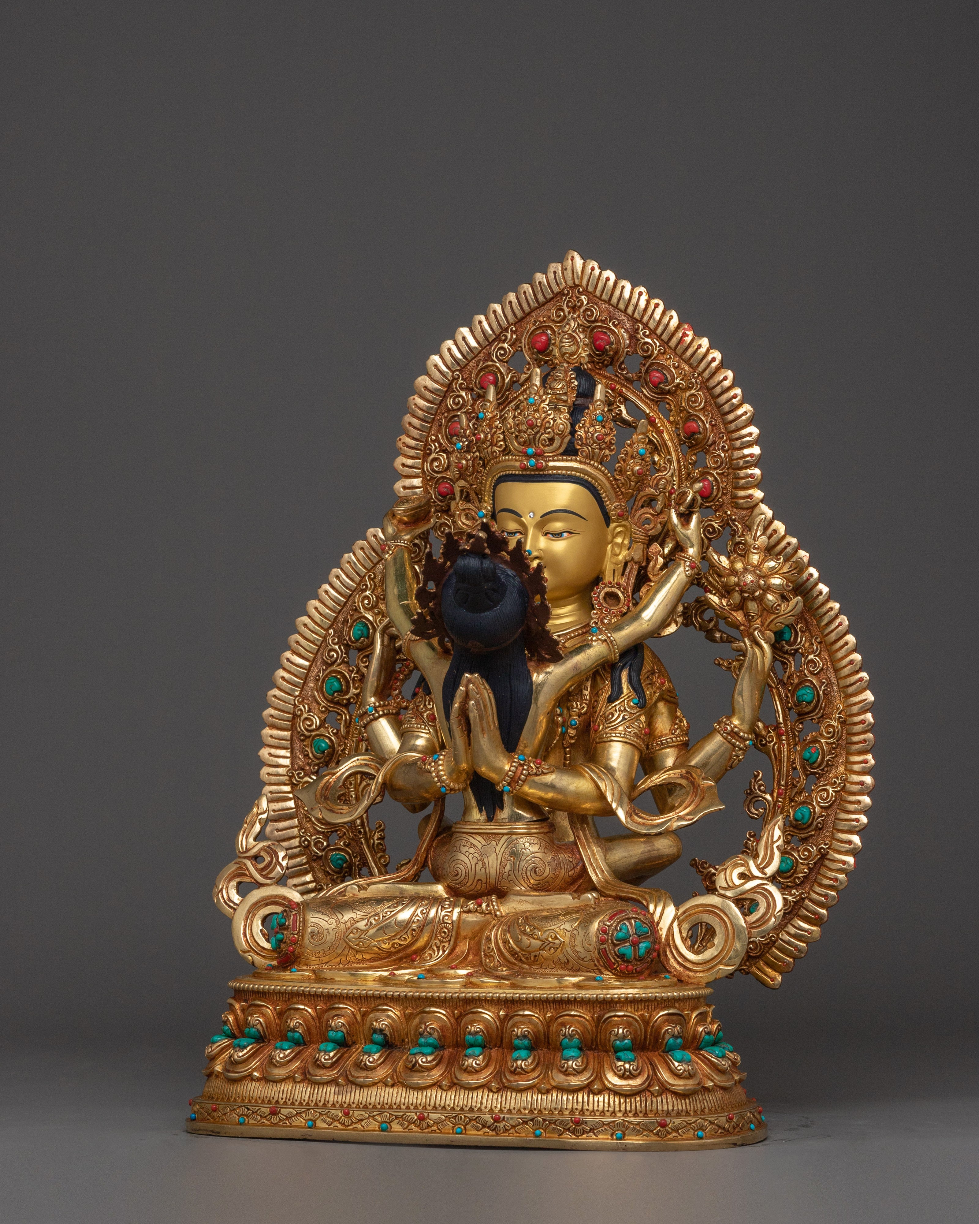 Statue of Chenrezig with Consort | Sculpture for Decor