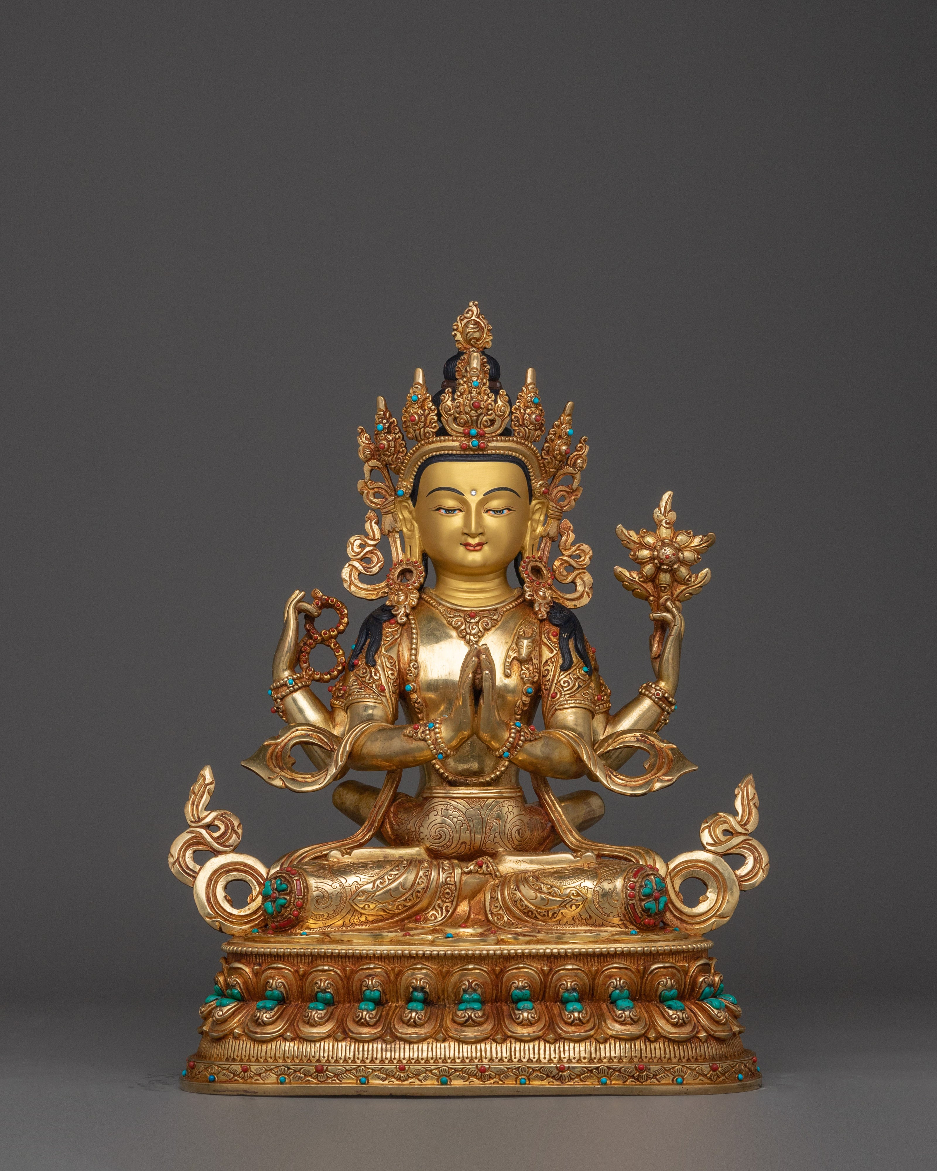 Statue of Chenrezig with Consort | Sculpture for Decor