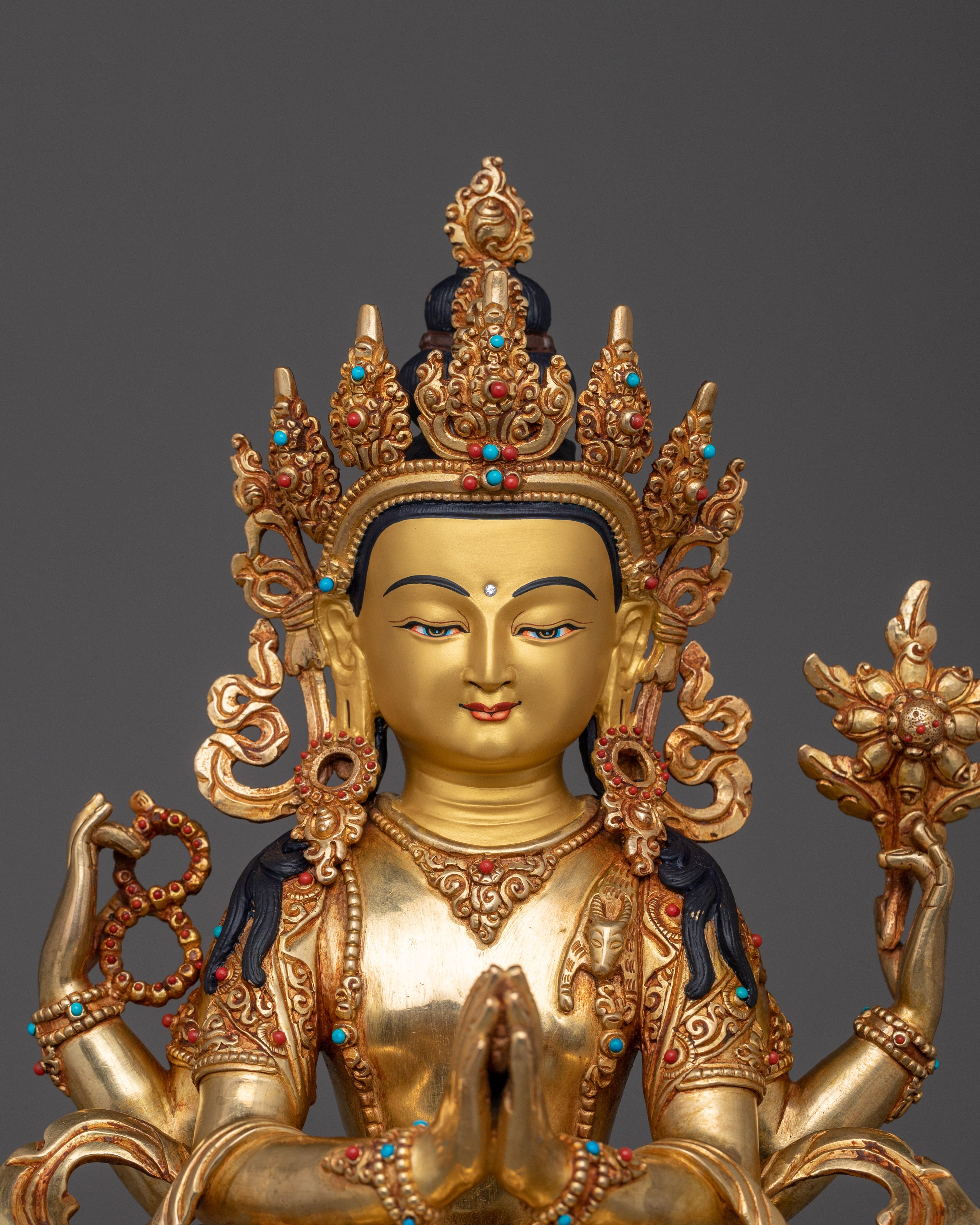 Statue of Chenrezig with Consort | Sculpture for Decor