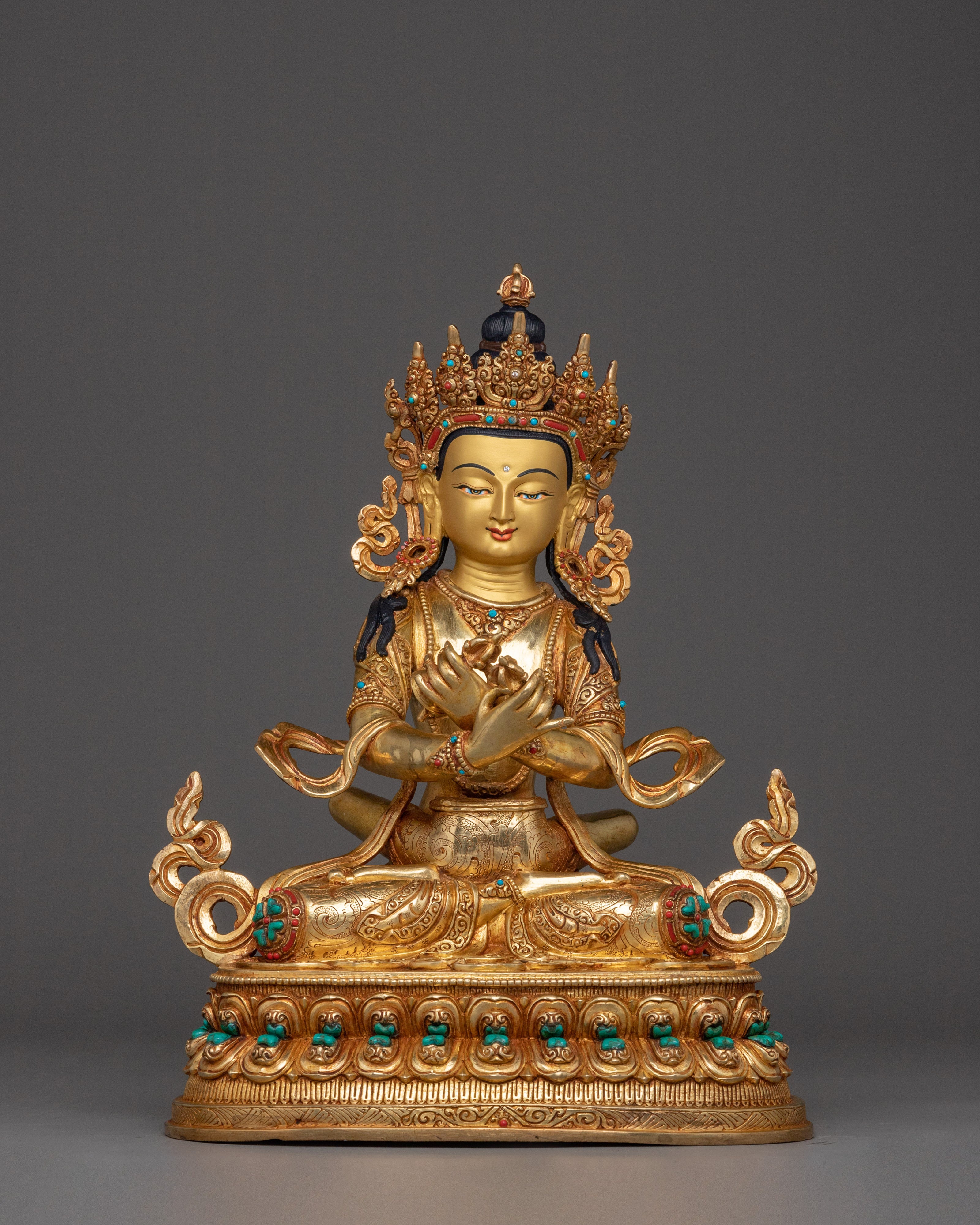 Traditional Artwork of Vajradhara with consort | 24K Gold Gilded Sculpture