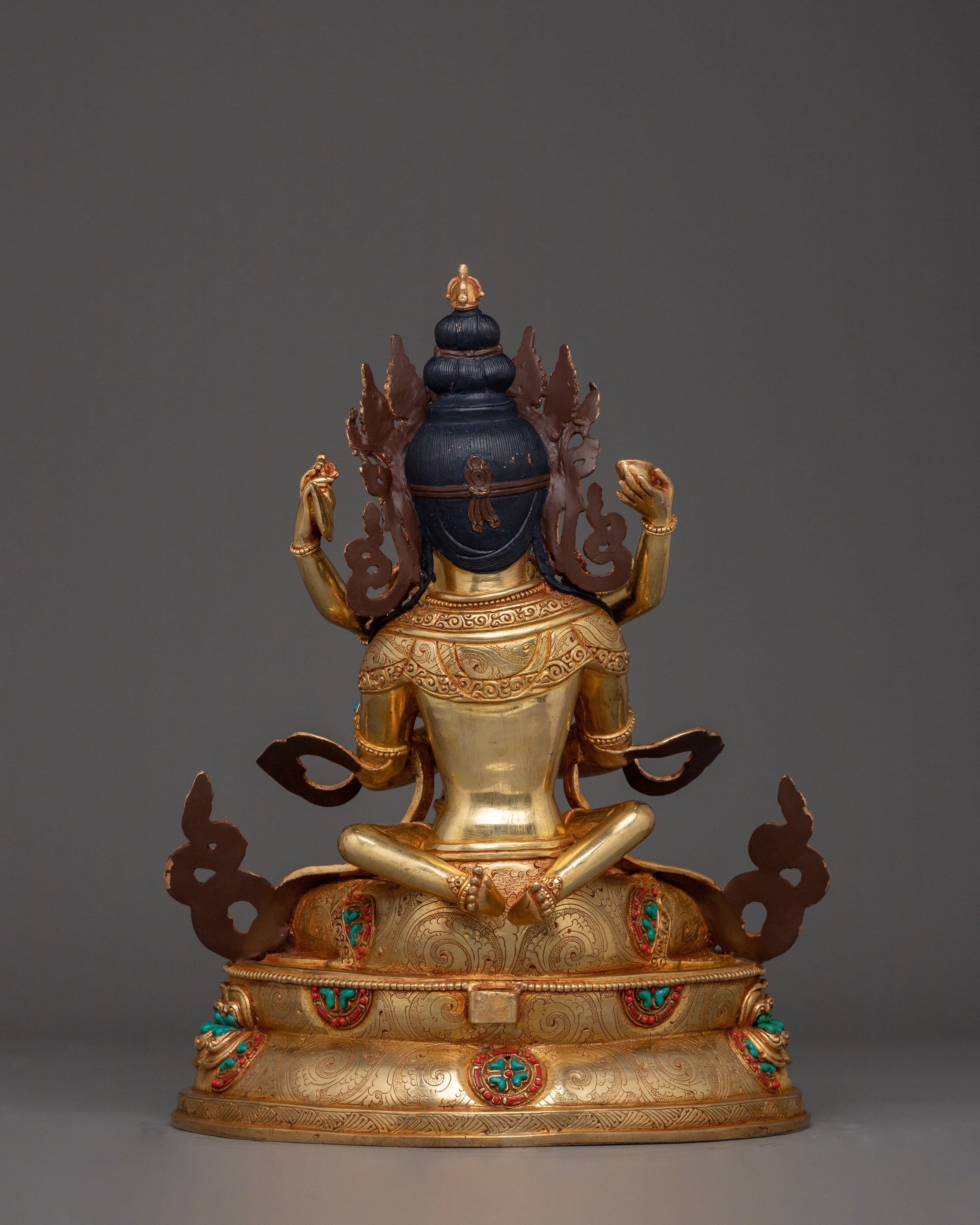 Traditional Artwork of Vajradhara with consort | 24K Gold Gilded Sculpture