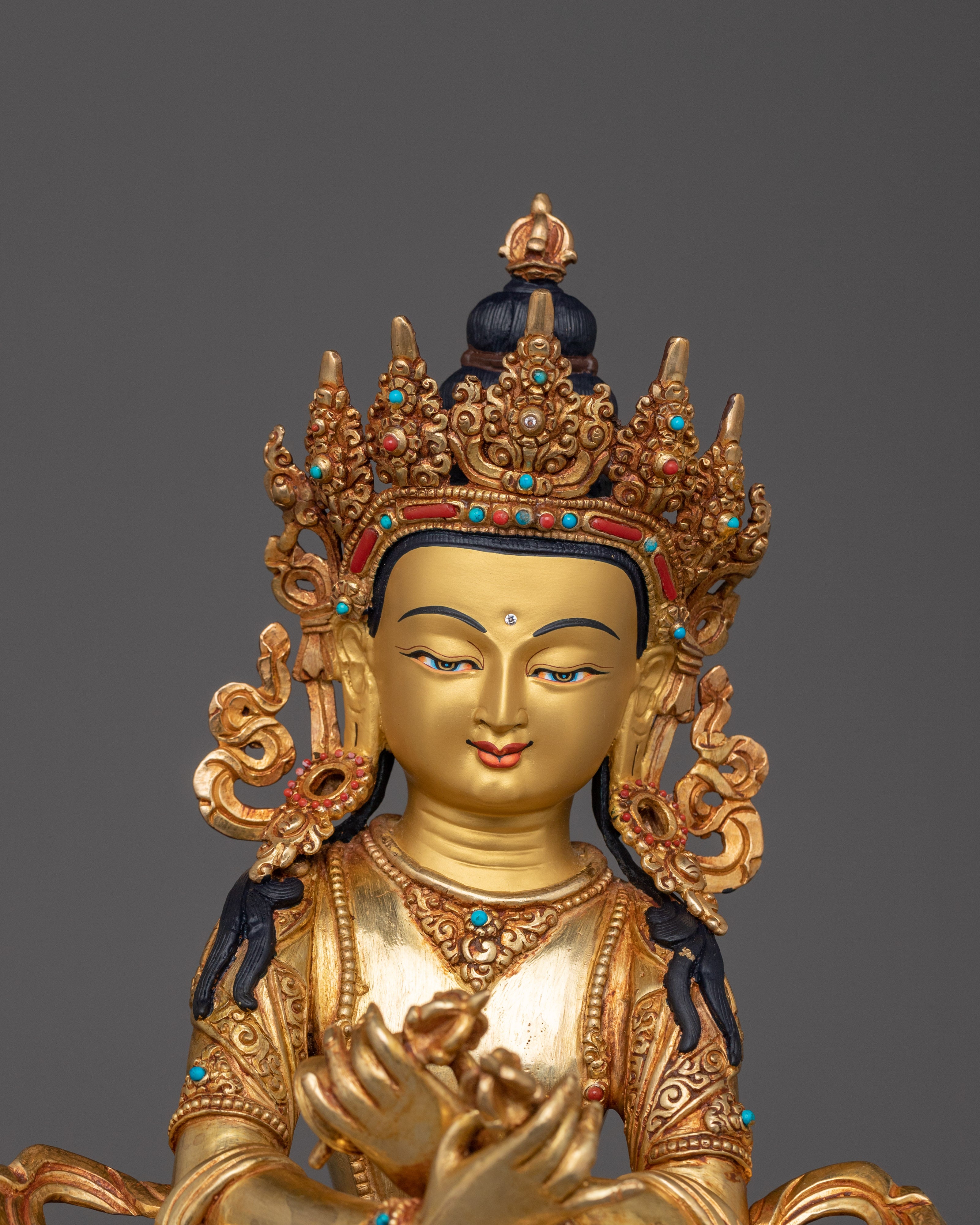 Traditional Artwork of Vajradhara with consort | 24K Gold Gilded Sculpture