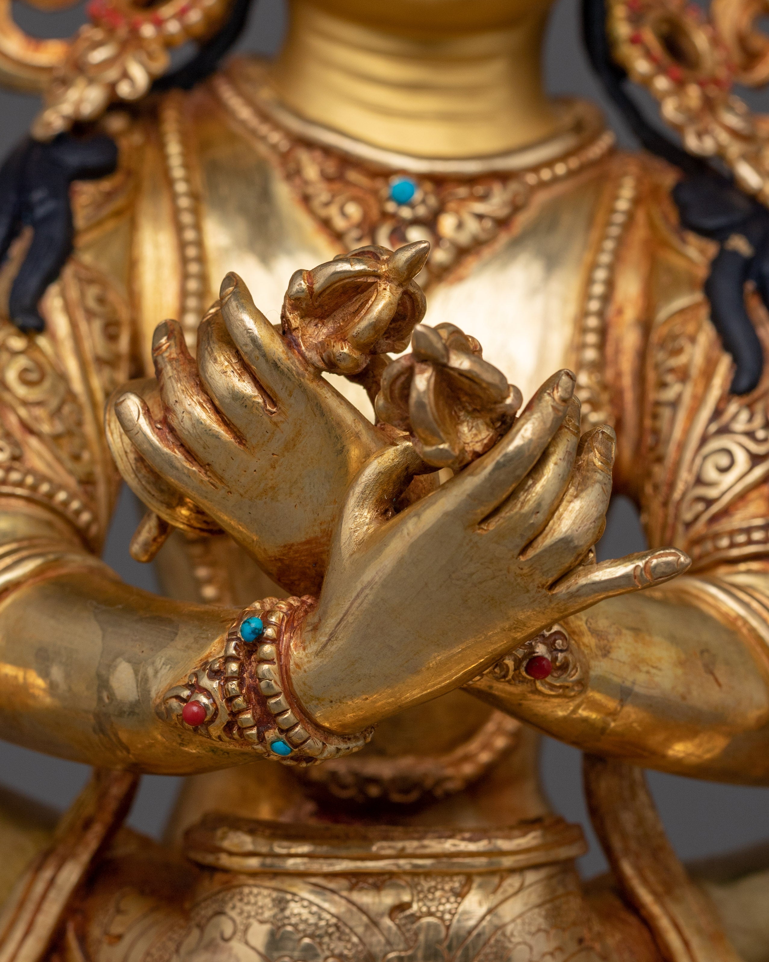 Traditional Artwork of Vajradhara with consort | 24K Gold Gilded Sculpture