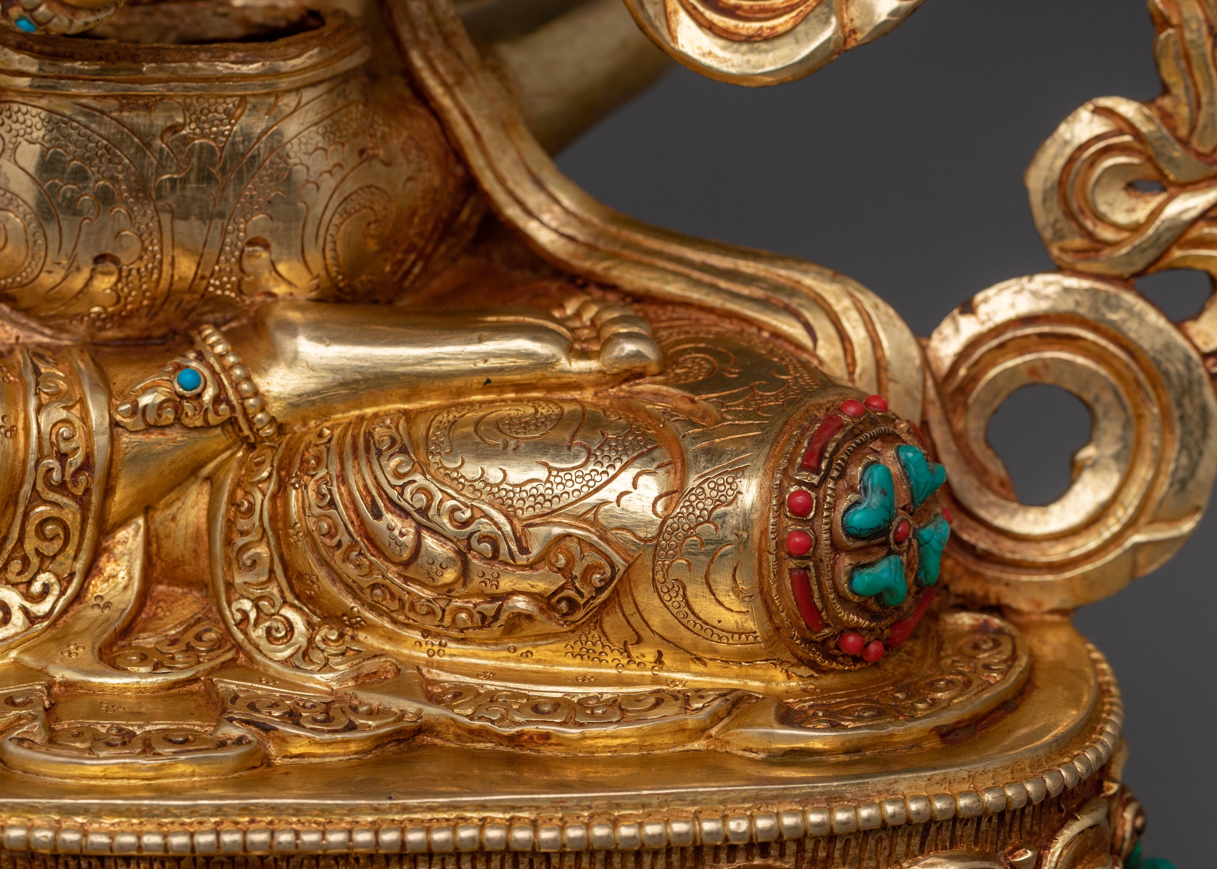 Traditional Artwork of Vajradhara with consort | 24K Gold Gilded Sculpture