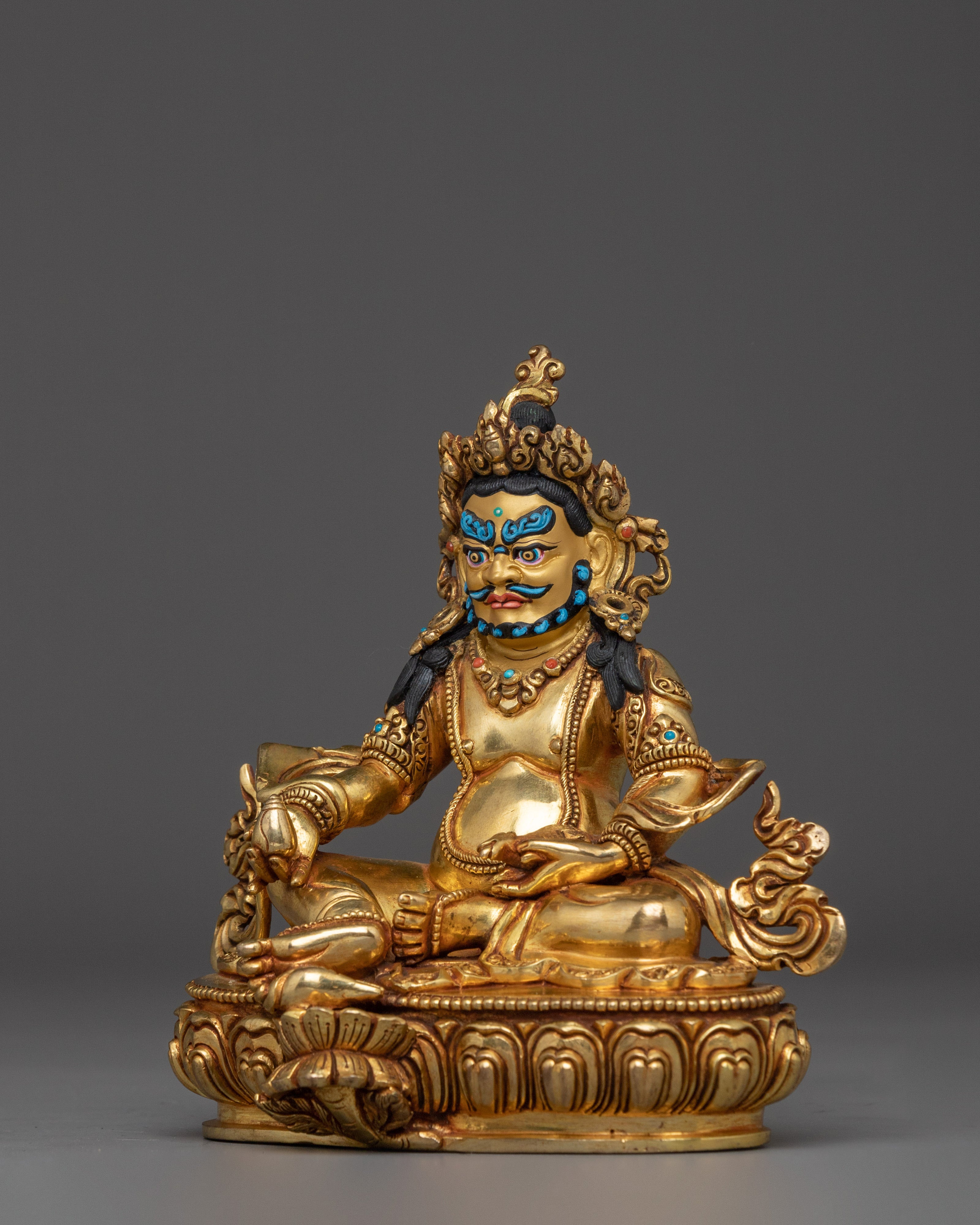 Traditional Copper Statue of Dzambhala | Sculpture for Shrine and Dharma Decor