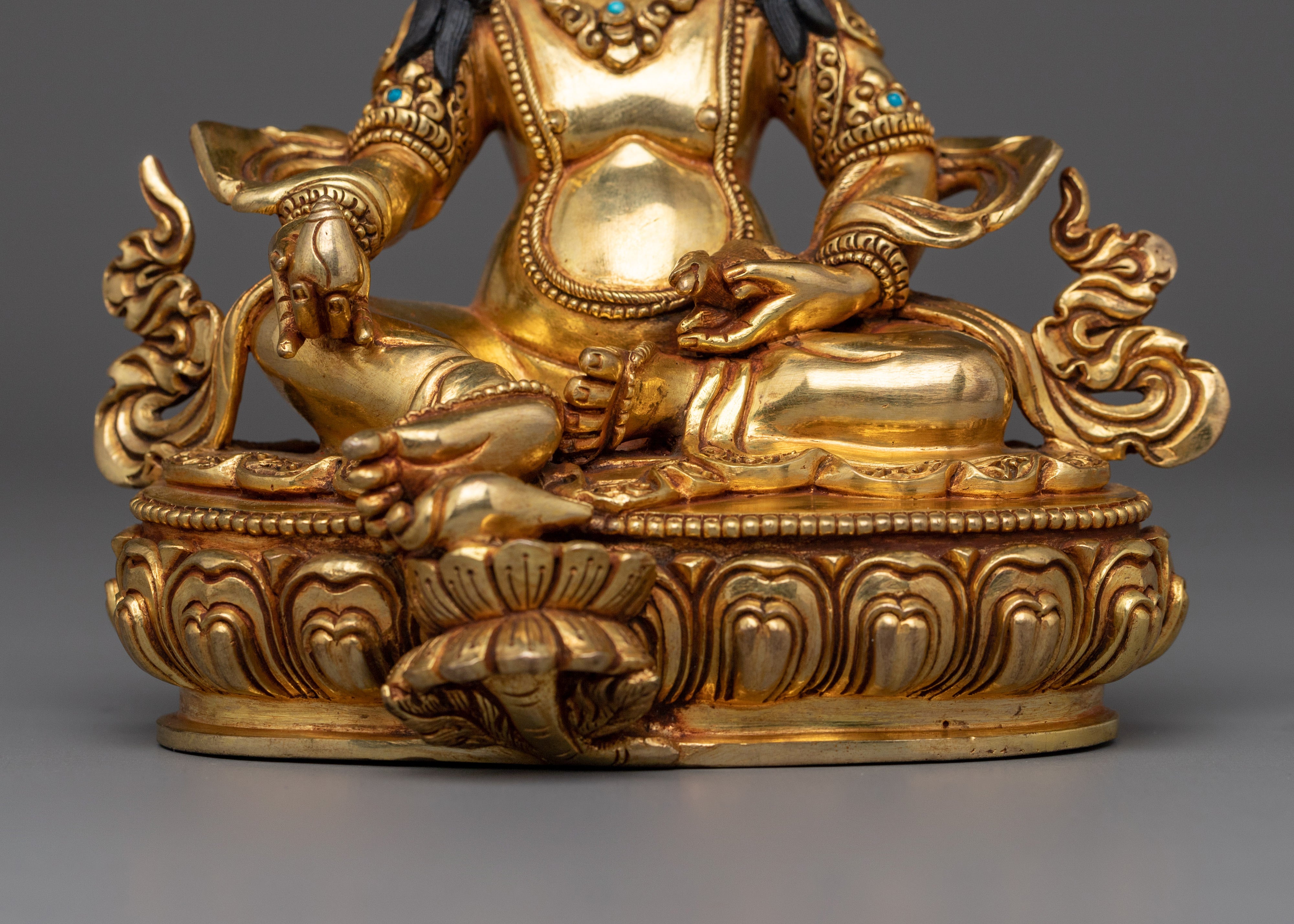 Traditional Copper Statue of Dzambhala | Sculpture for Shrine and Dharma Decor