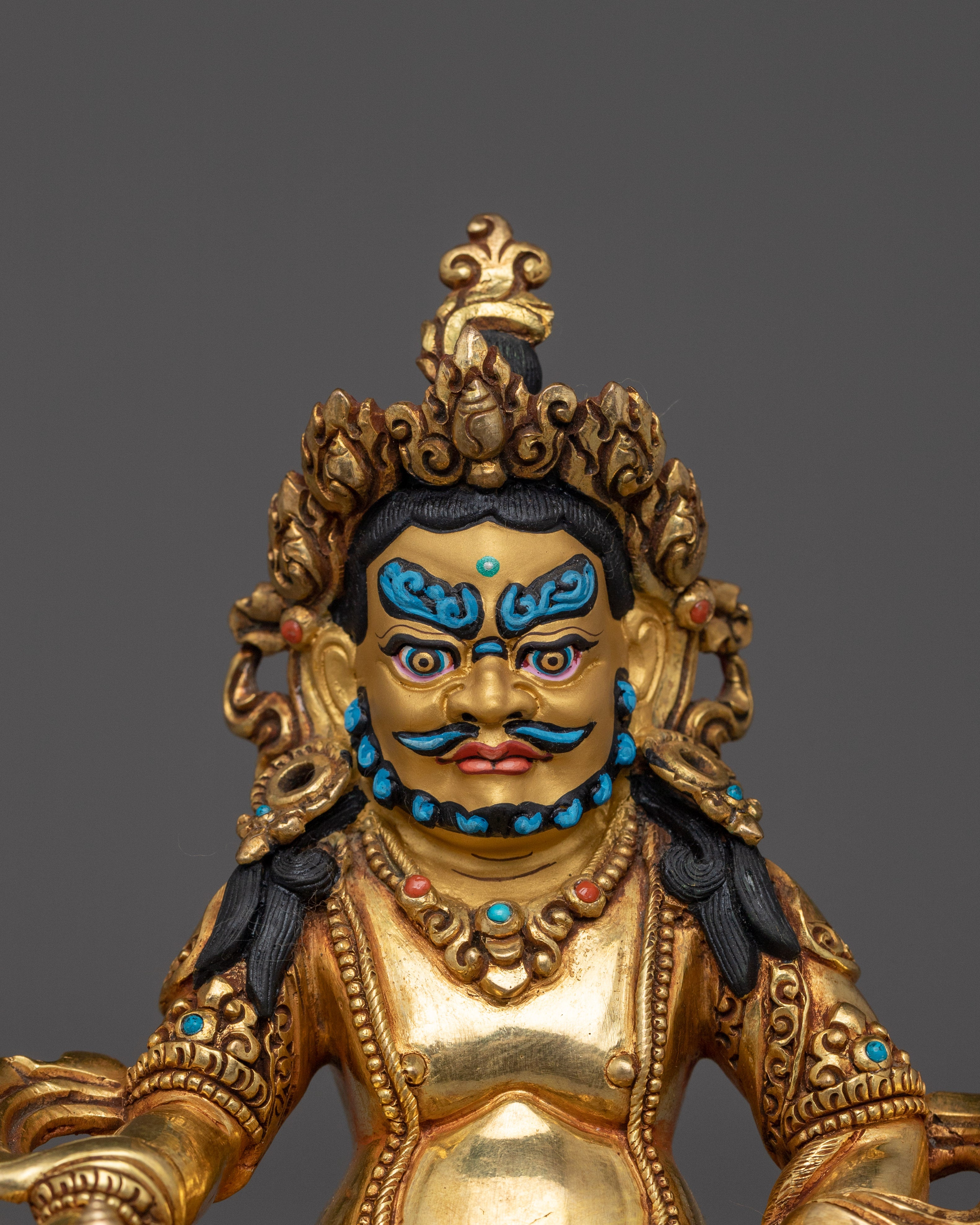 Traditional Copper Statue of Dzambhala | Sculpture for Shrine and Dharma Decor