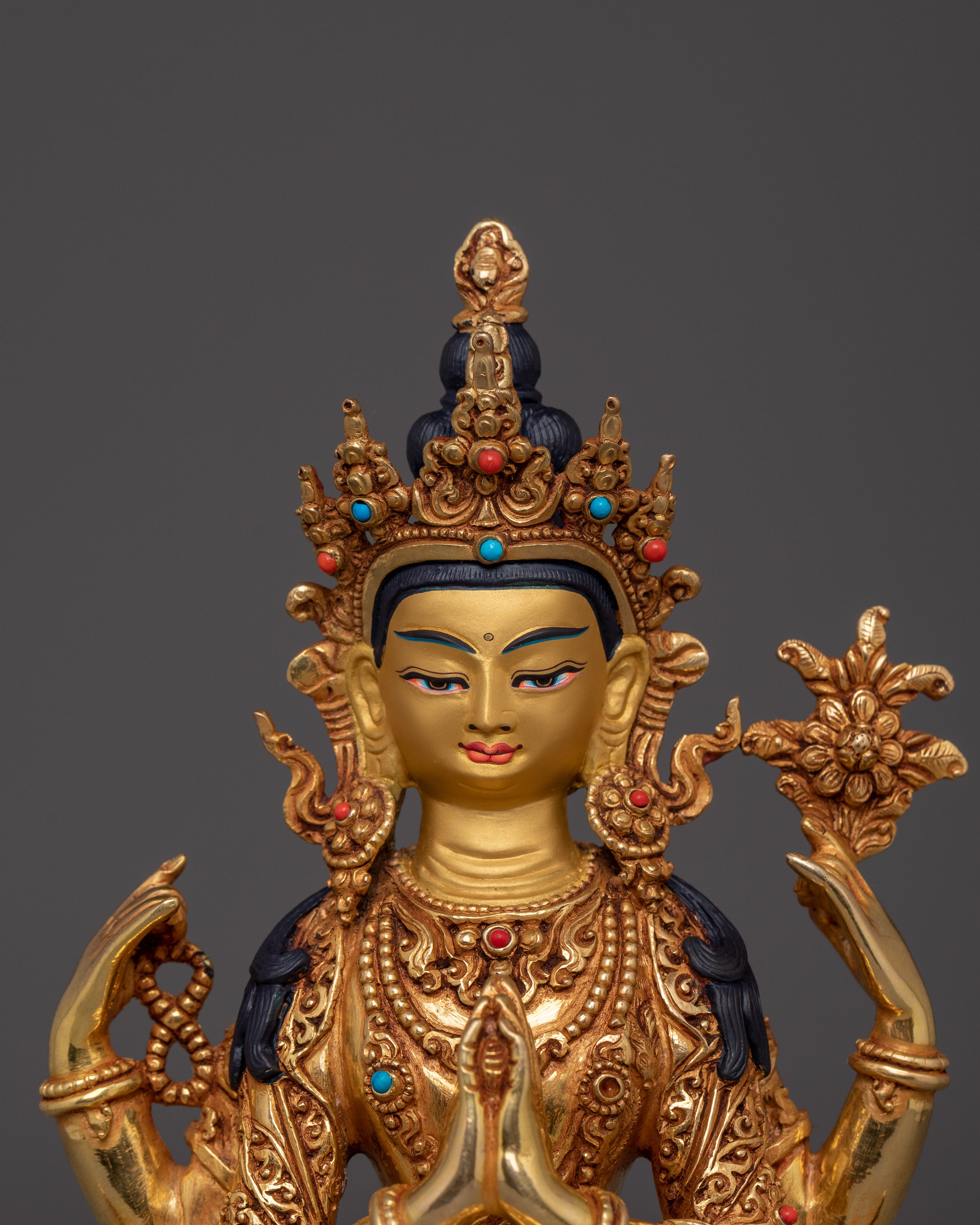 Tibetan Sacred Sculpture of Chenrezig | The Bodhisattva of Boundless Compassion