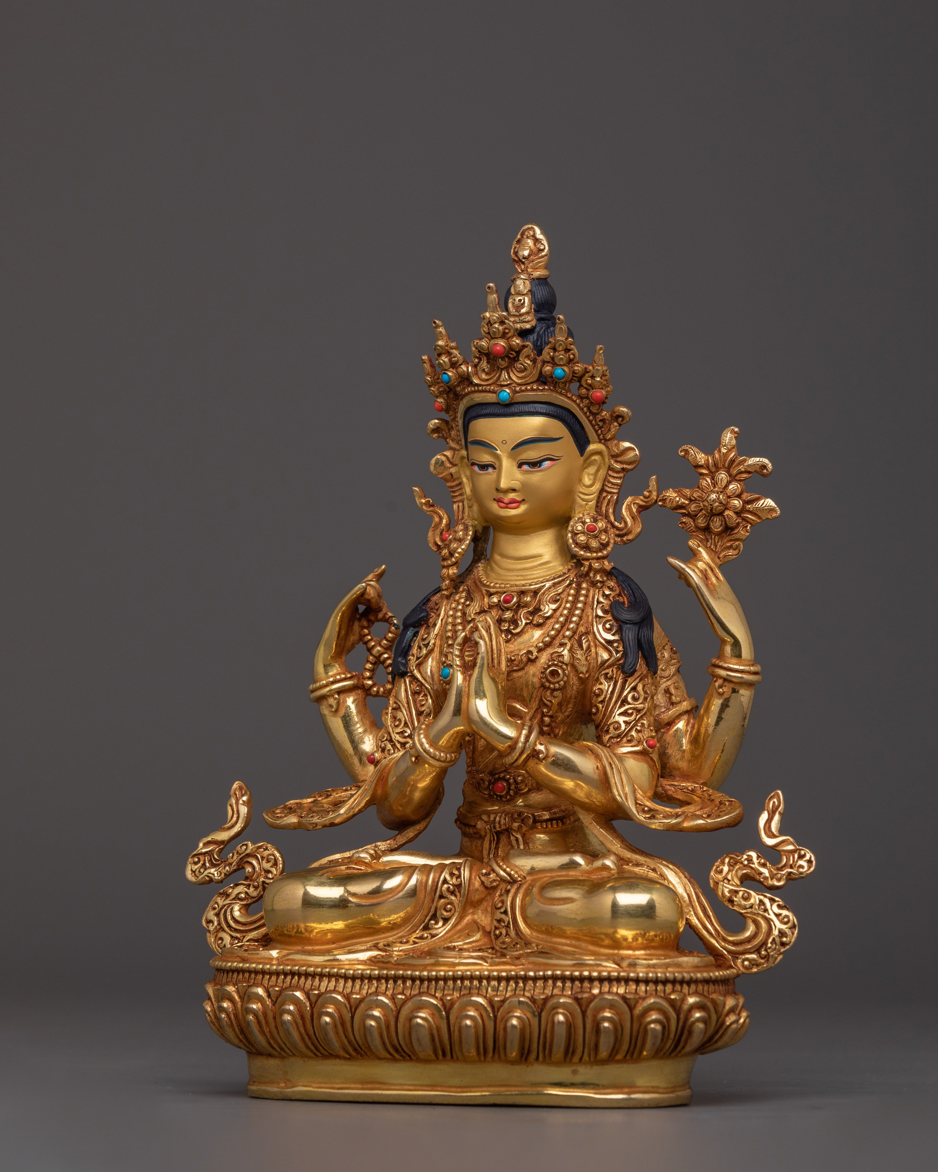 Tibetan Sacred Sculpture of Chenrezig | The Bodhisattva of Boundless Compassion