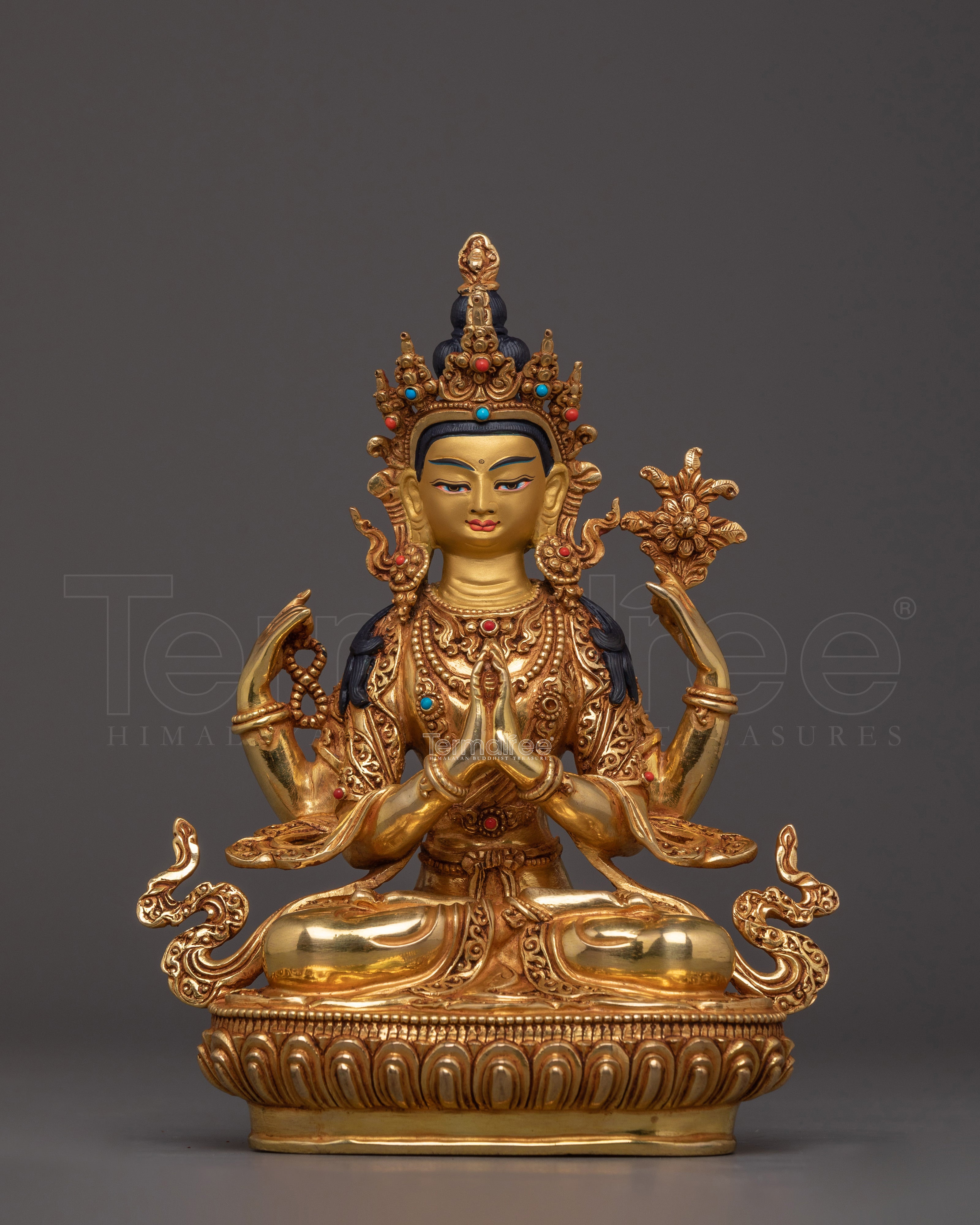 Tibetan Sacred Sculpture of Chenrezig | The Bodhisattva of Boundless Compassion