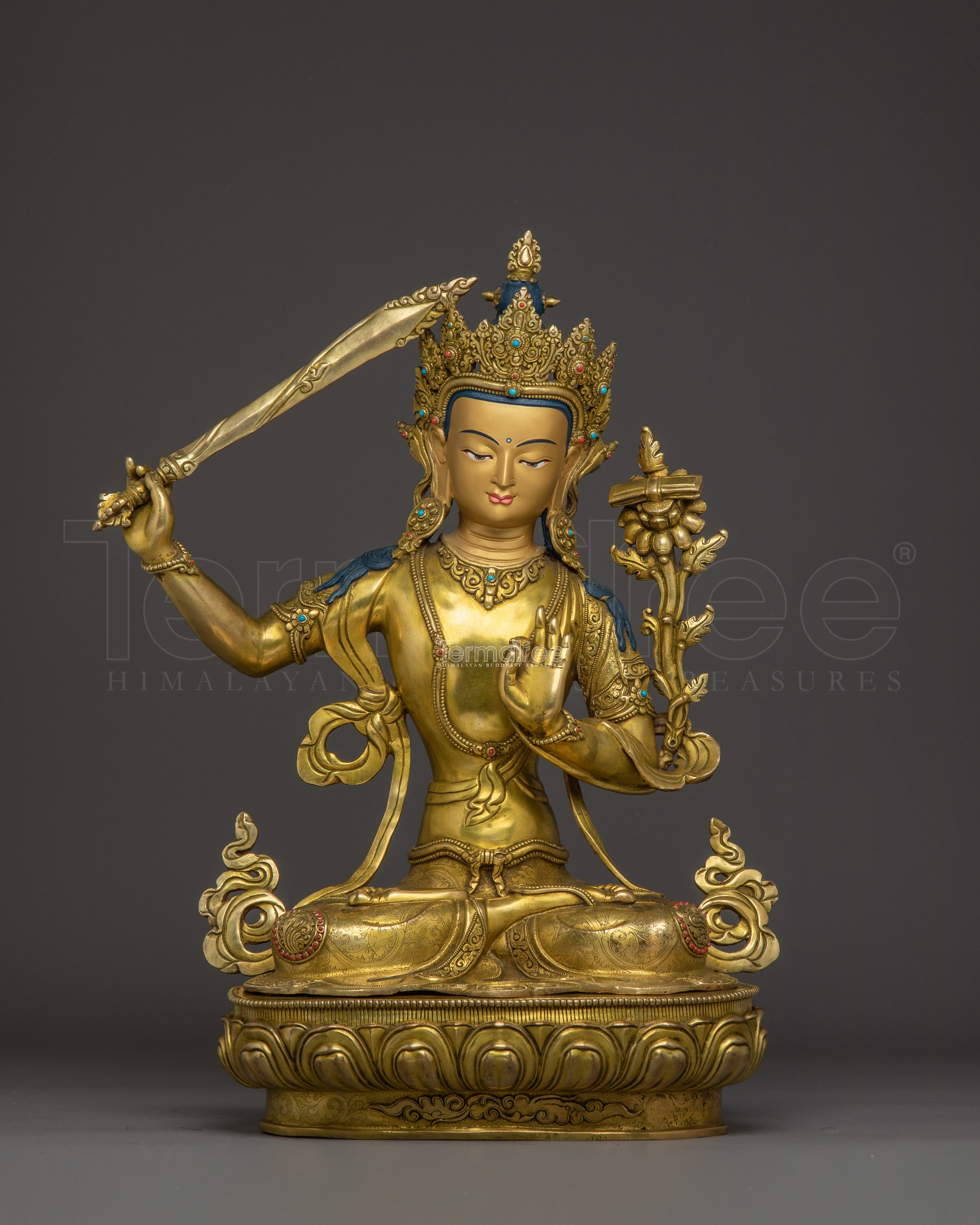 Traditional Tibetan Sculpture of Manjushri | The Flame of Wisdom