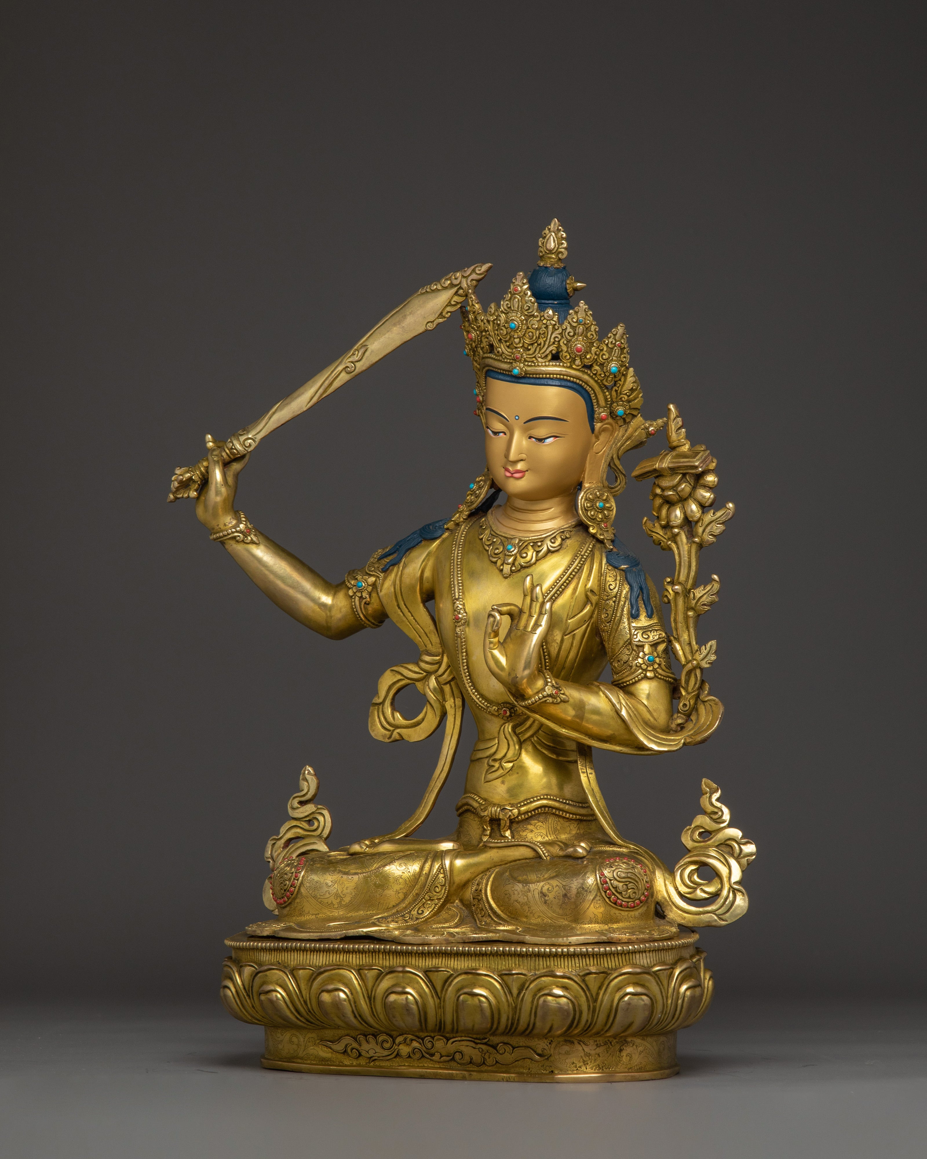 Traditional Tibetan Sculpture of Manjushri | The Flame of Wisdom