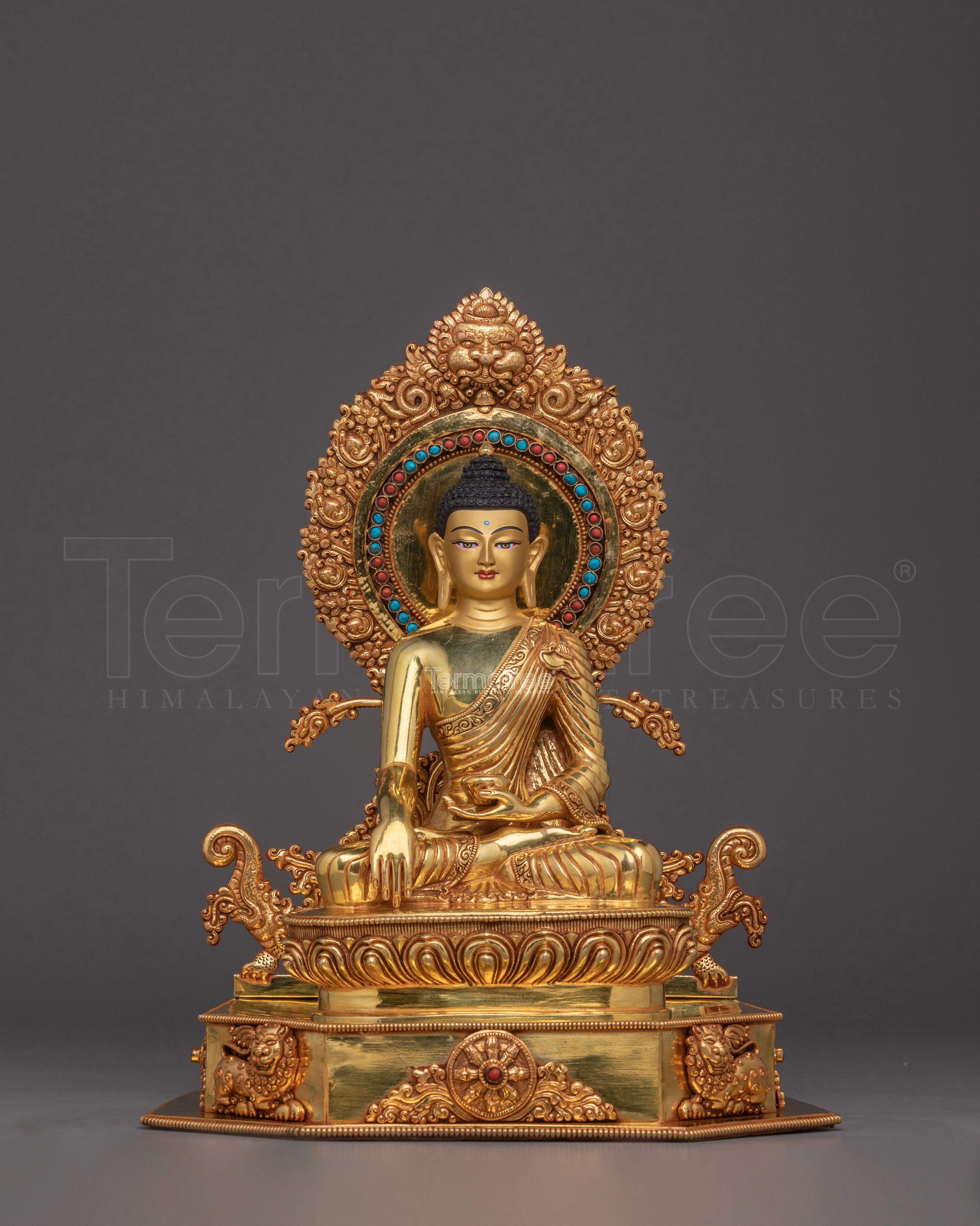 Shakyamuni with Throne Statue | Gautama Buddha - Embodiment of Wisdom
