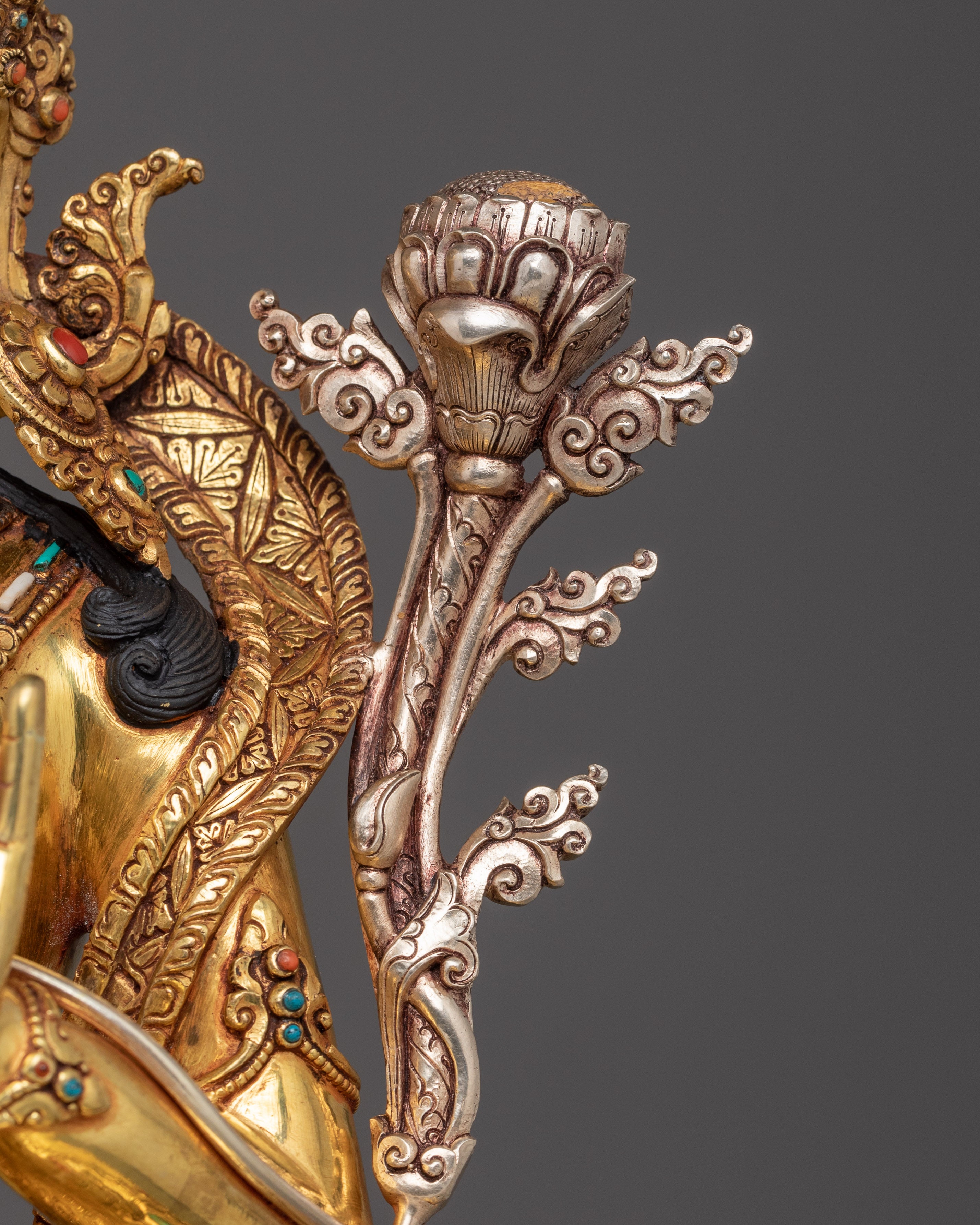 Compassionate Green Tara on Throne Statue | Shyama Tara Sculpture