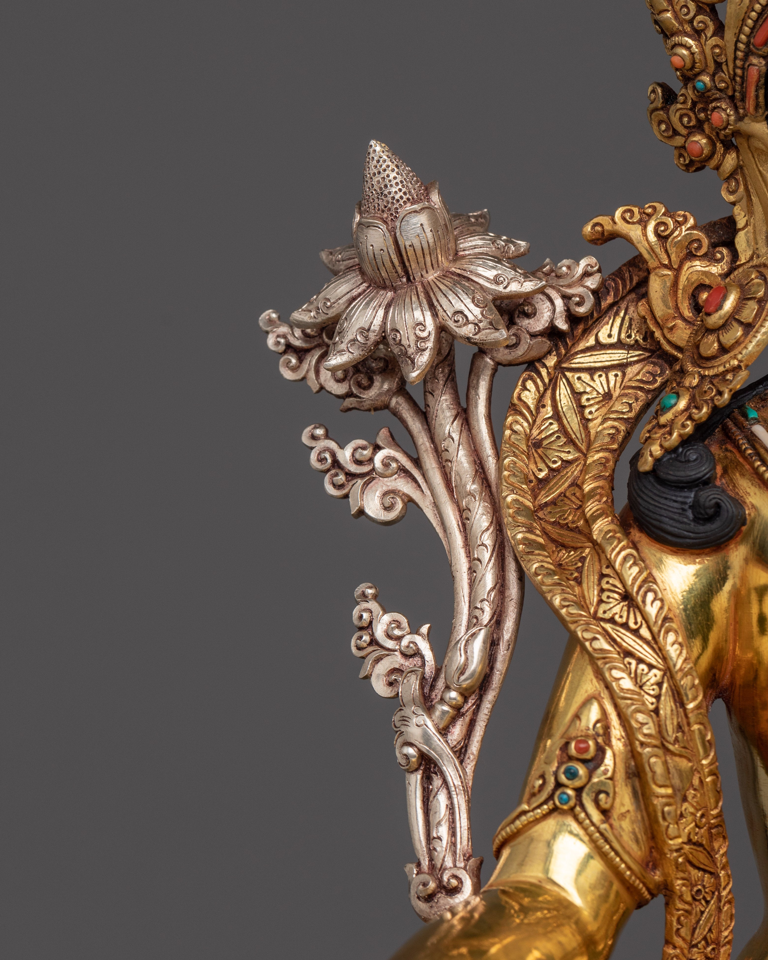 Compassionate Green Tara on Throne Statue | Shyama Tara Sculpture