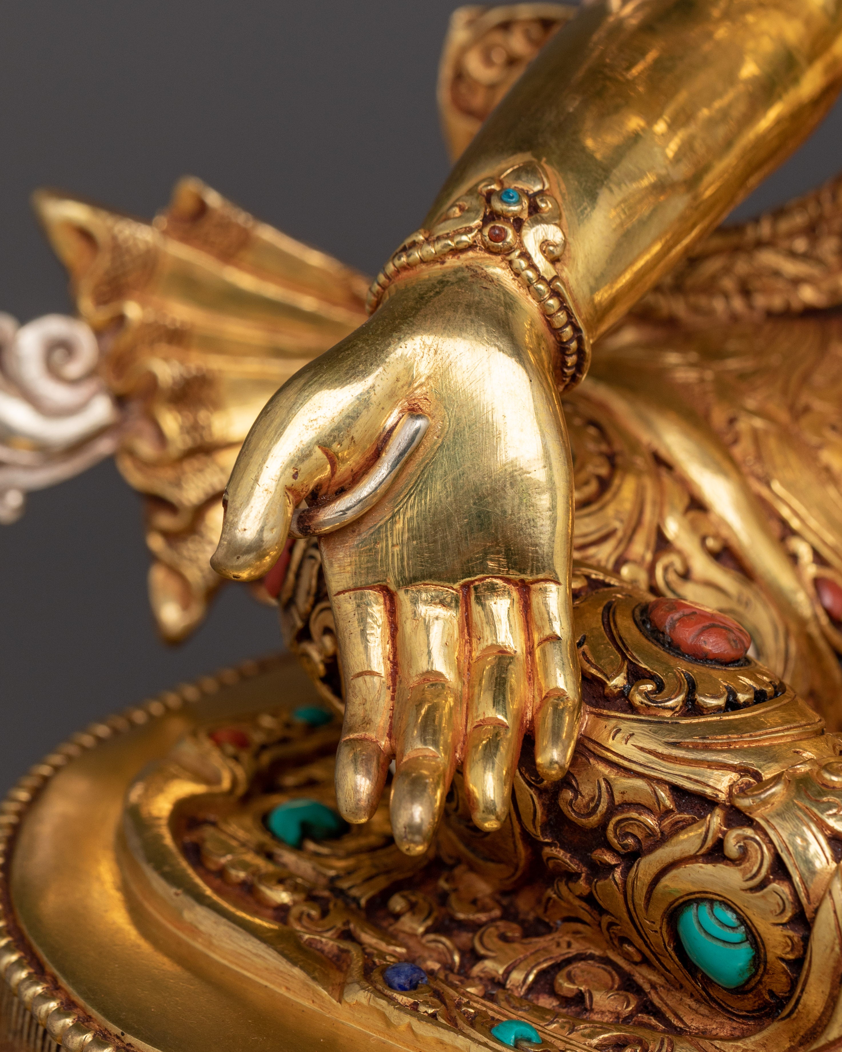 Compassionate Green Tara on Throne Statue | Shyama Tara Sculpture