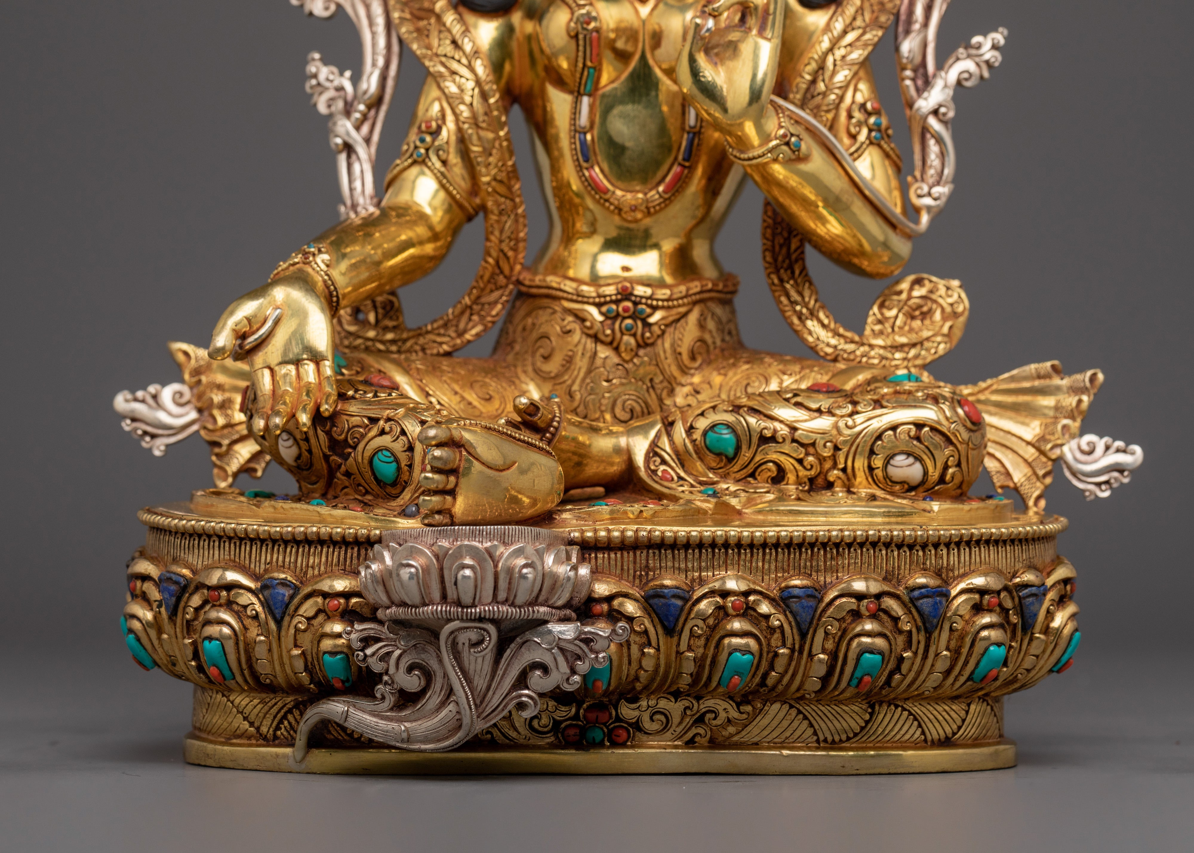 Compassionate Green Tara on Throne Statue | Shyama Tara Sculpture
