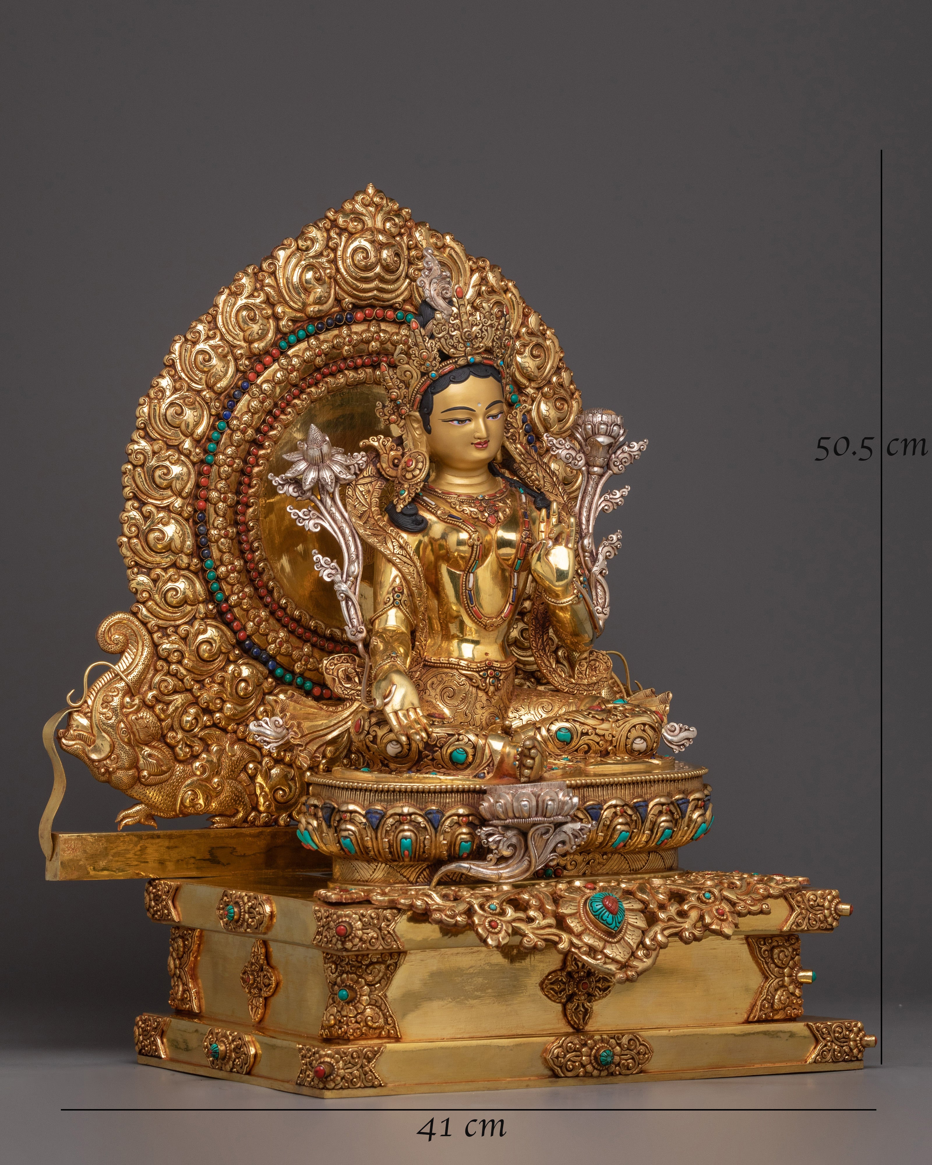compassionate-green-tara-on-throne-statue