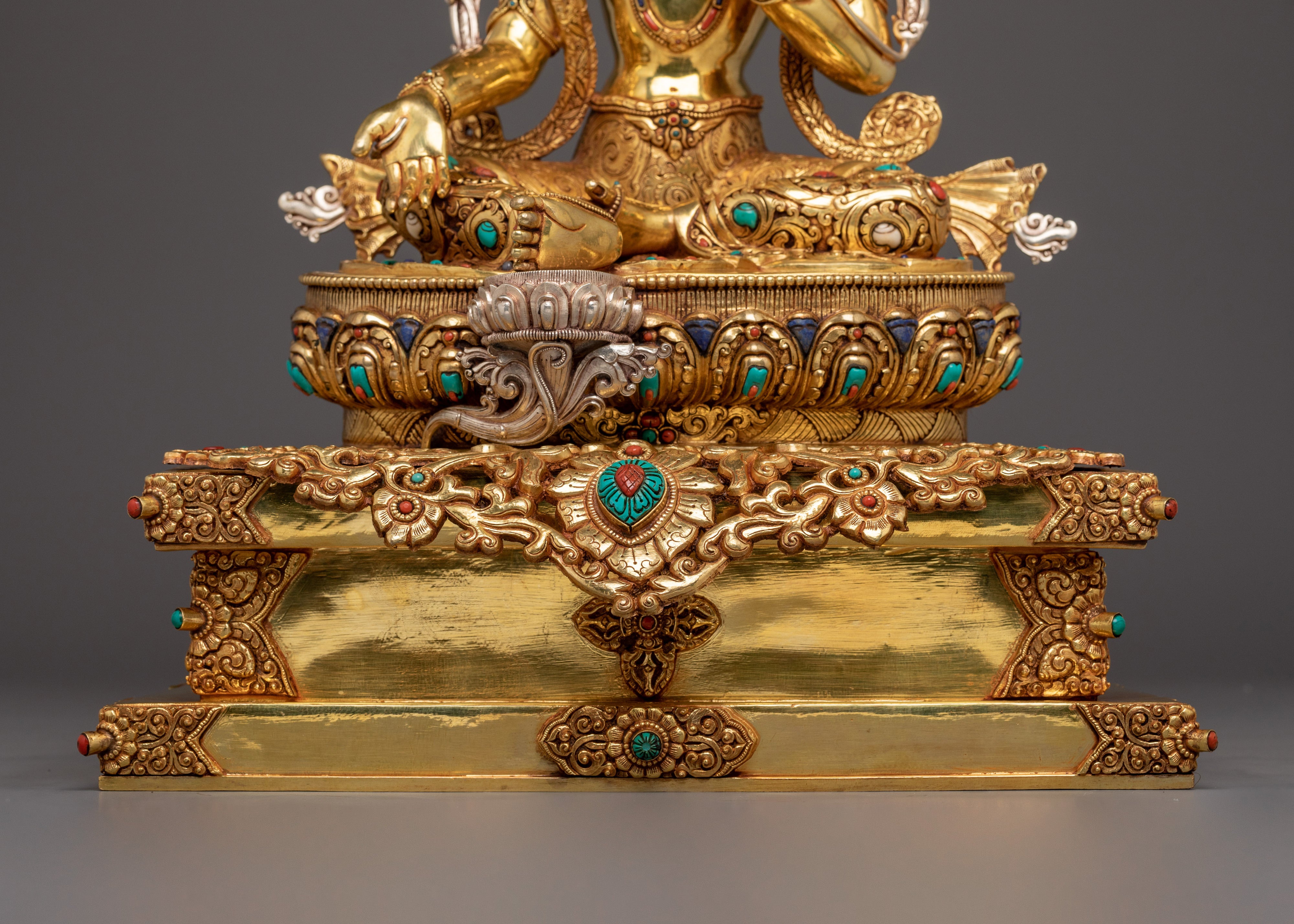 Compassionate Green Tara on Throne Statue | Shyama Tara Sculpture