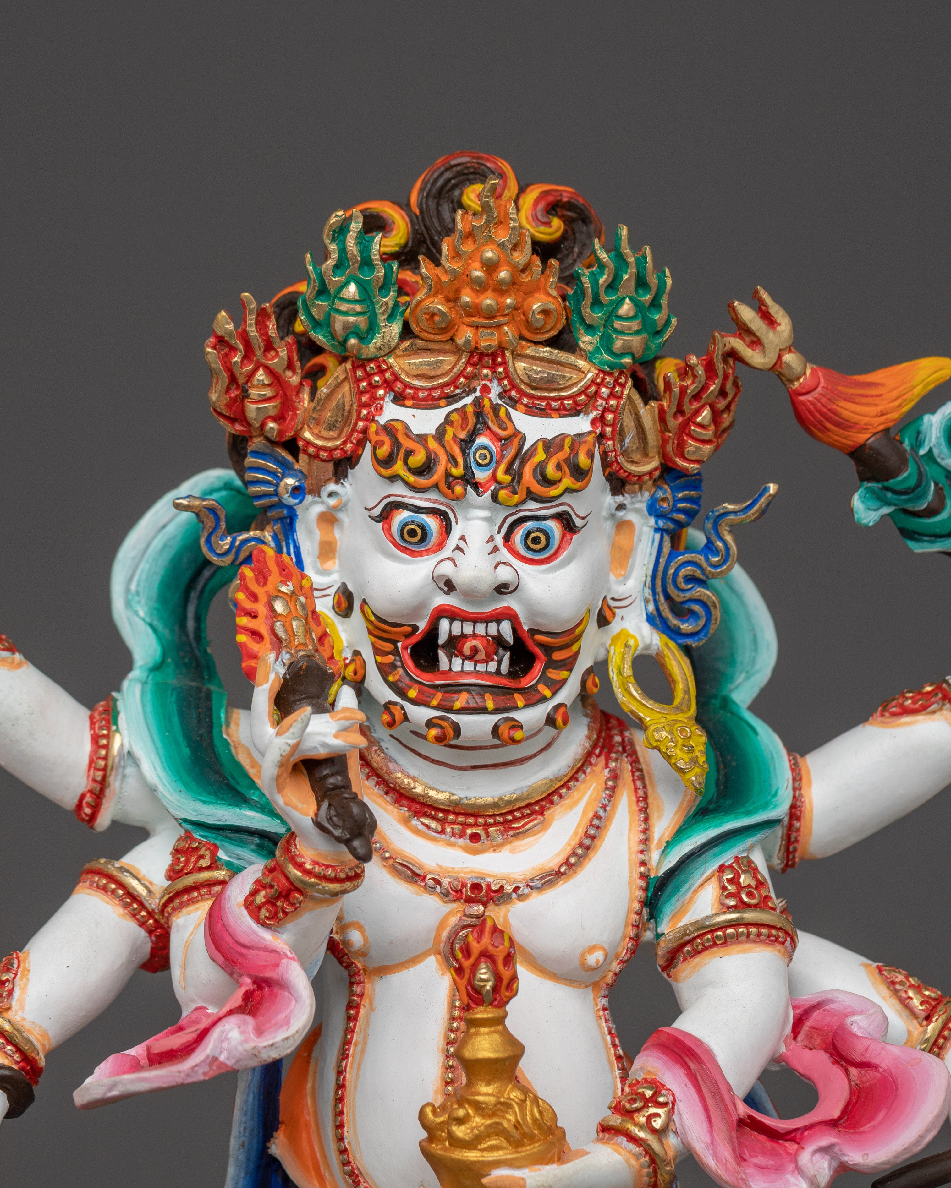 Prosperity Deity White Mahakala Statue | The Benevolent Protector