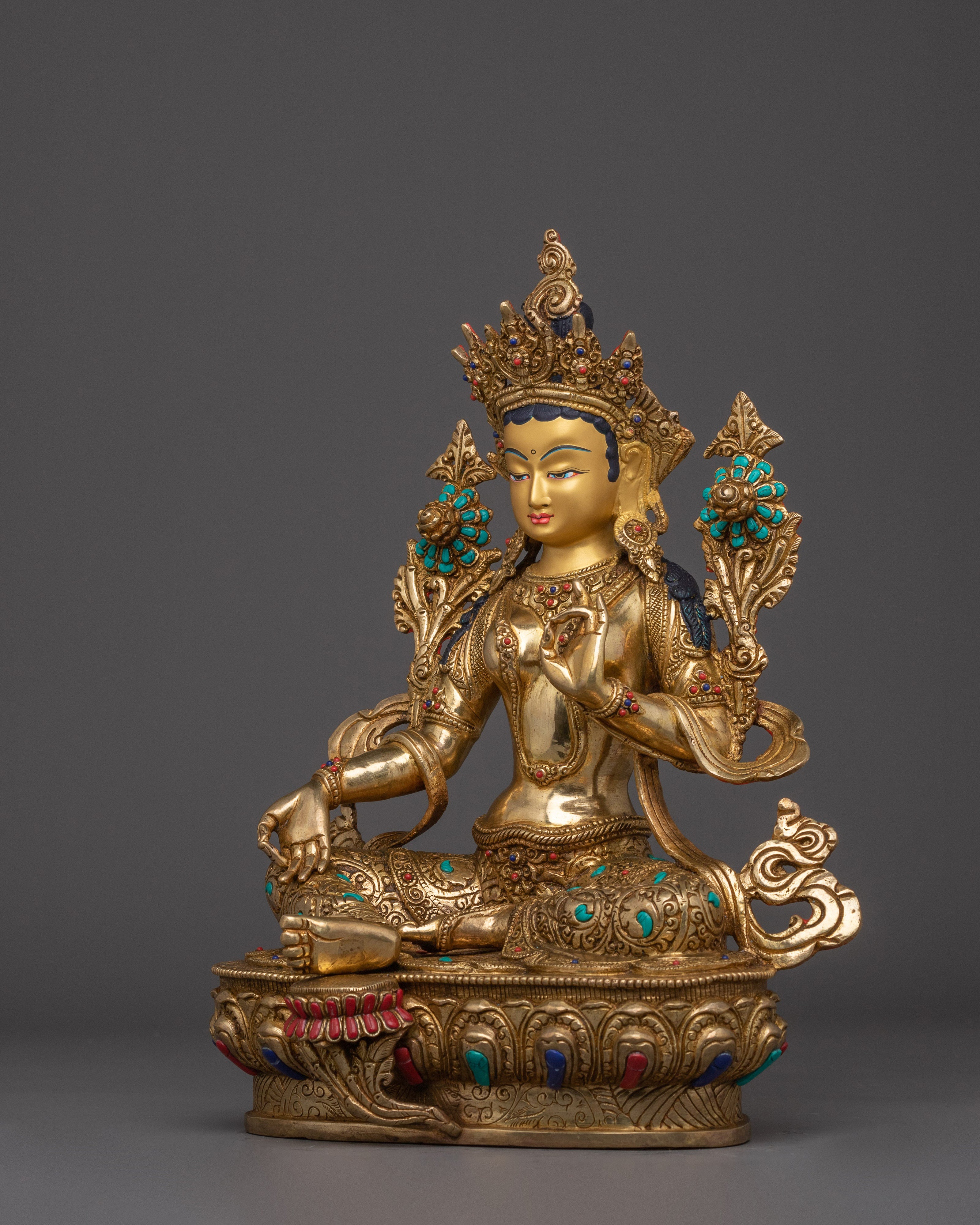 24k Gold Gilded Green Tara | Mother of All Buddhas