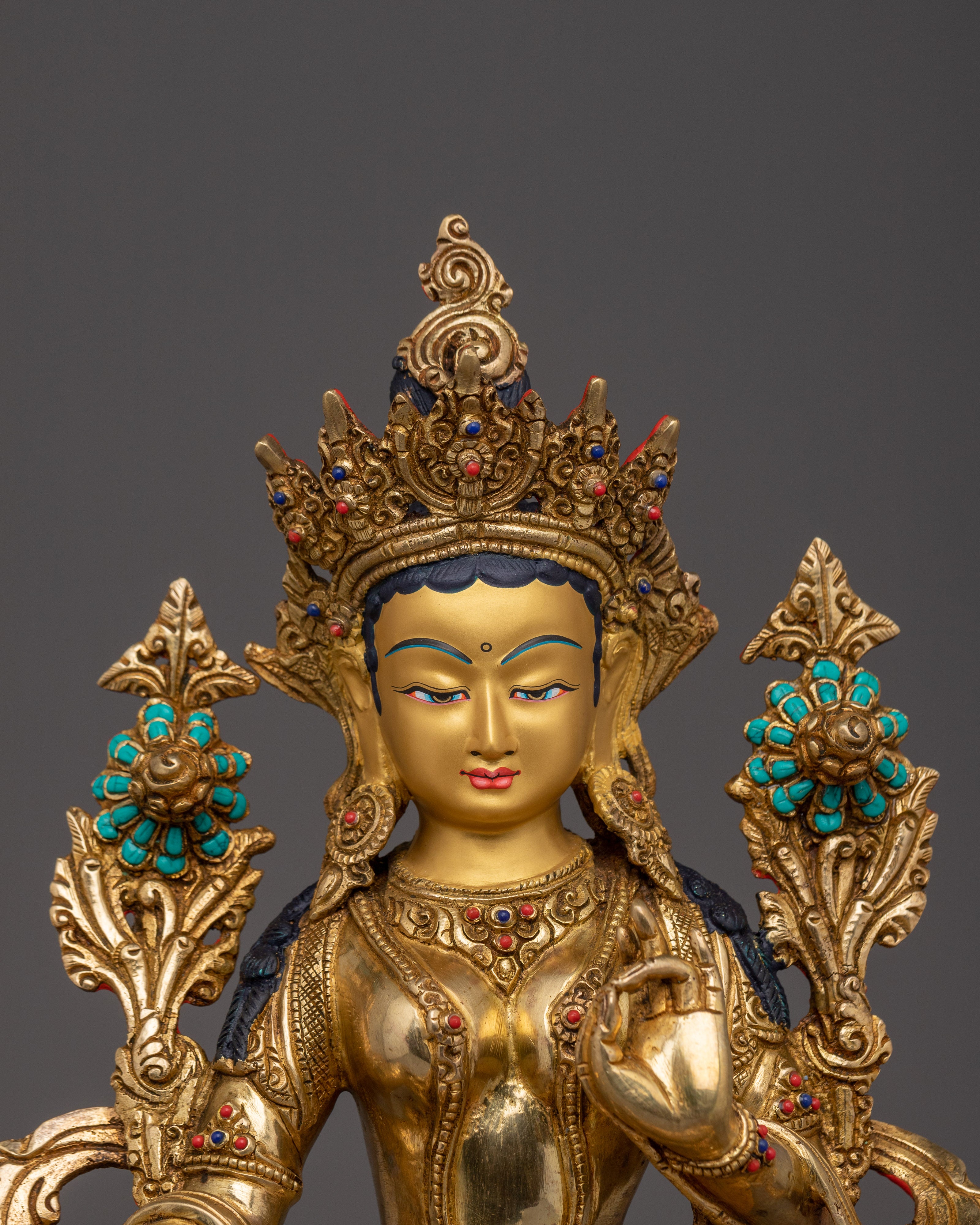 24k Gold Gilded Green Tara | Mother of All Buddhas