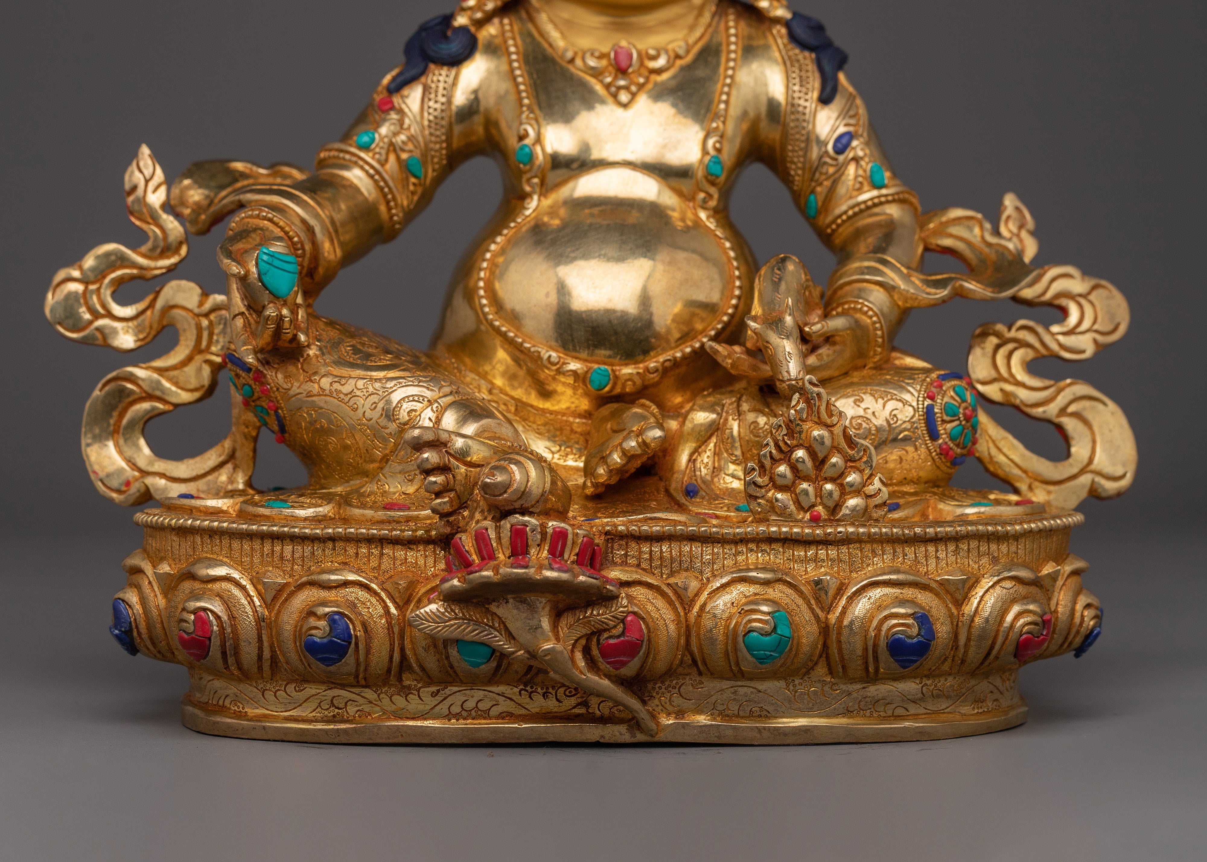 24k Gold Gilded Buddhist Art of Dzambhala | Deity of Generosity and Fortune