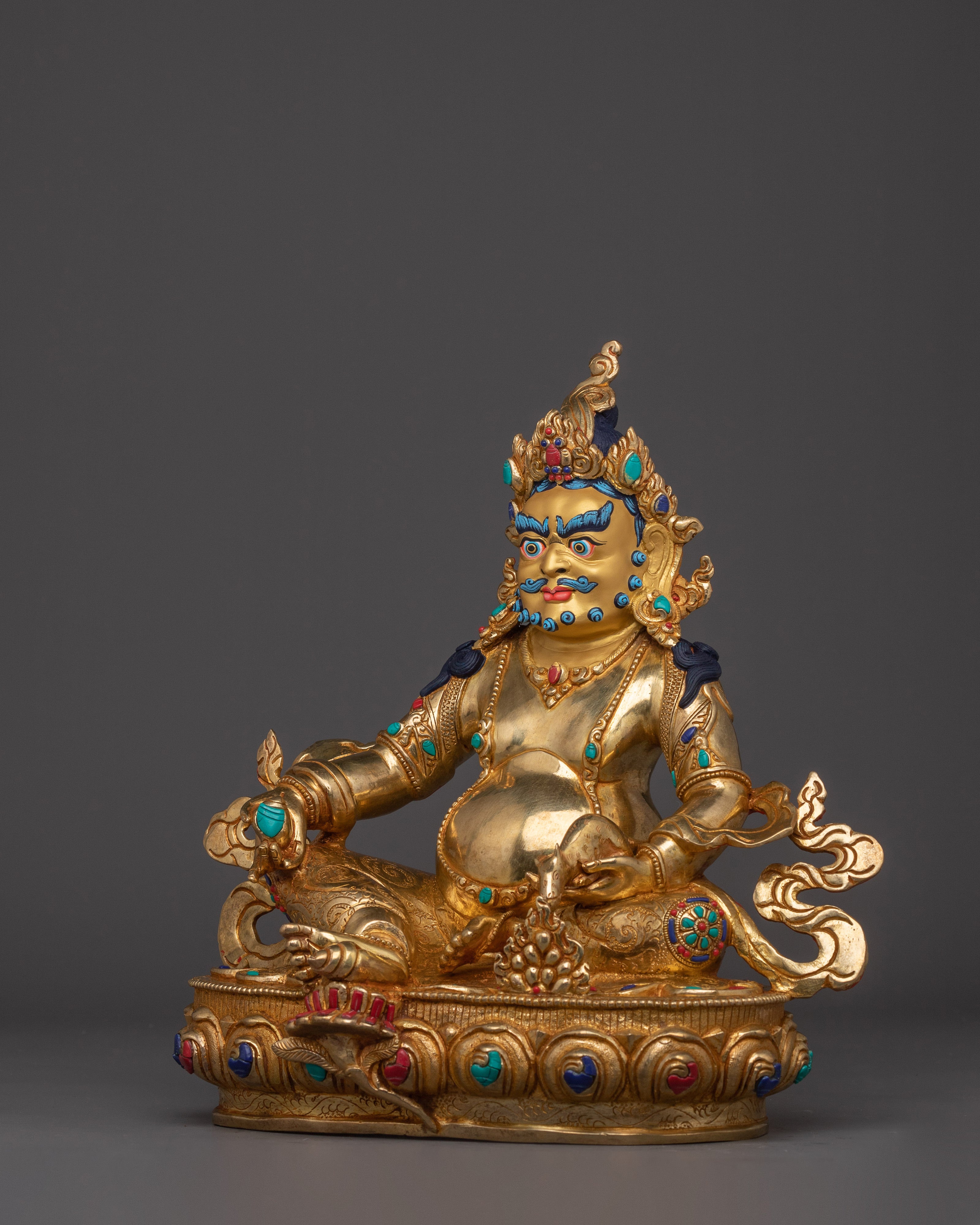 24k Gold Gilded Buddhist Art of Dzambhala | Deity of Generosity and Fortune