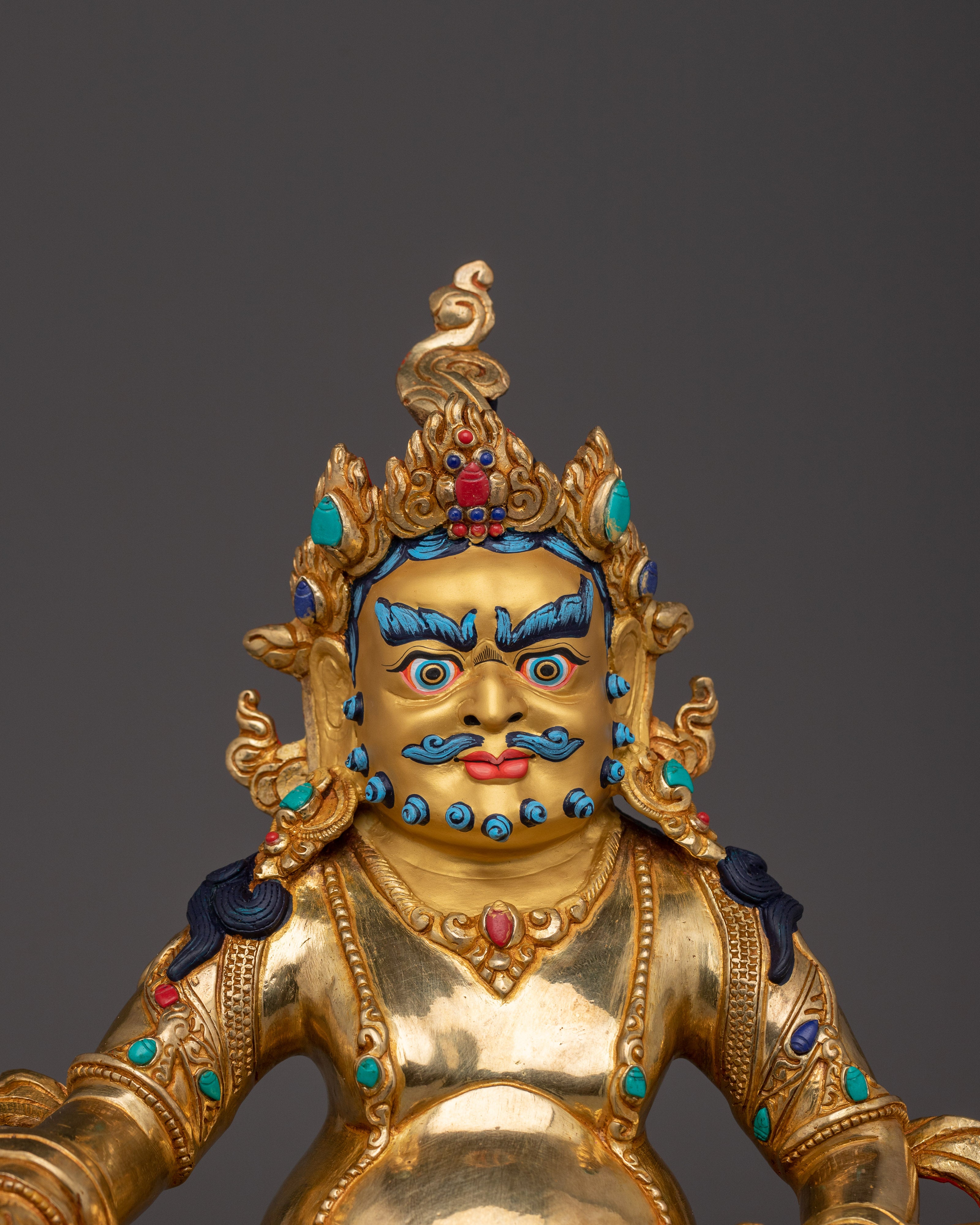 24k Gold Gilded Buddhist Art of Dzambhala | Deity of Generosity and Fortune