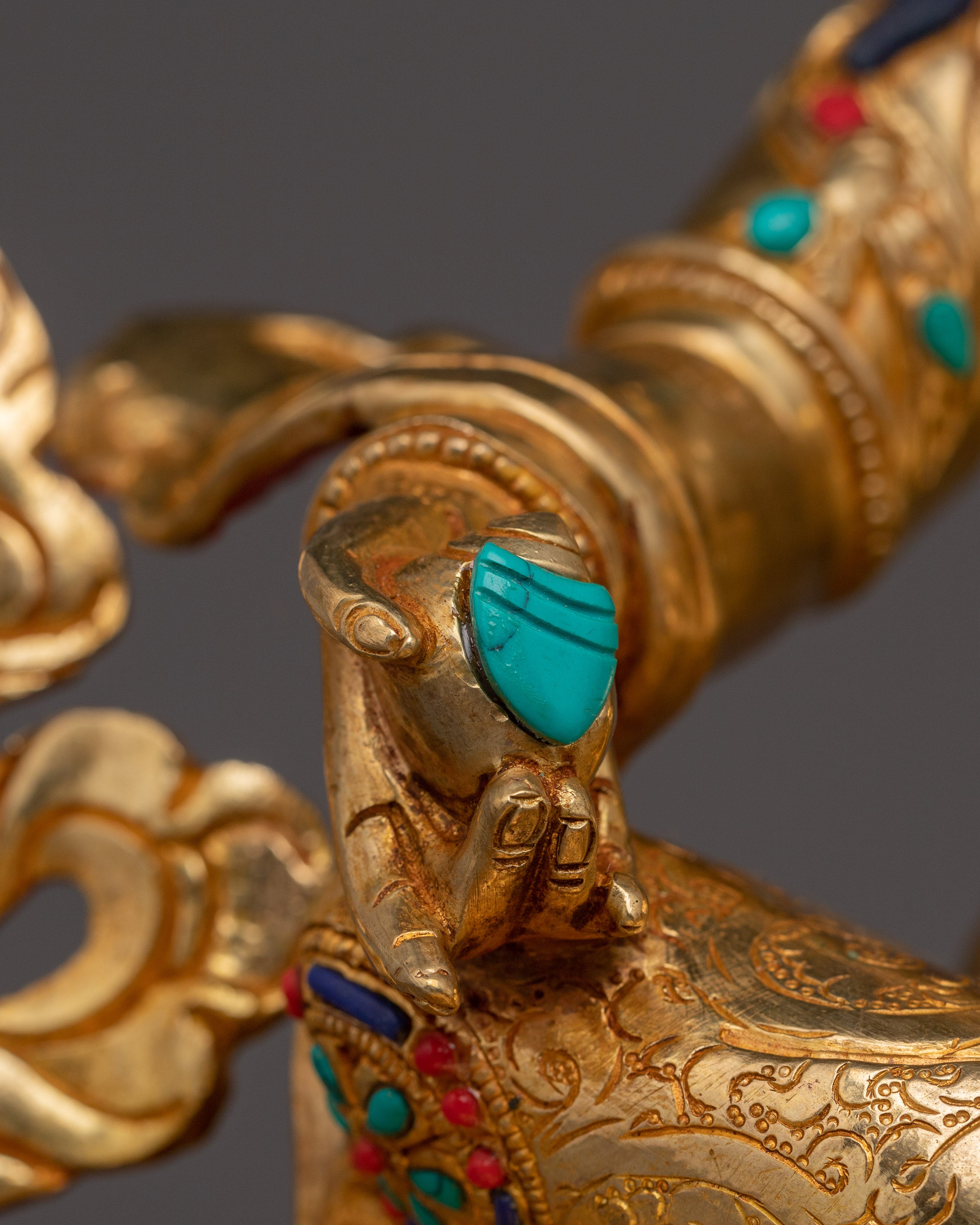 24k Gold Gilded Buddhist Art of Dzambhala | Deity of Generosity and Fortune