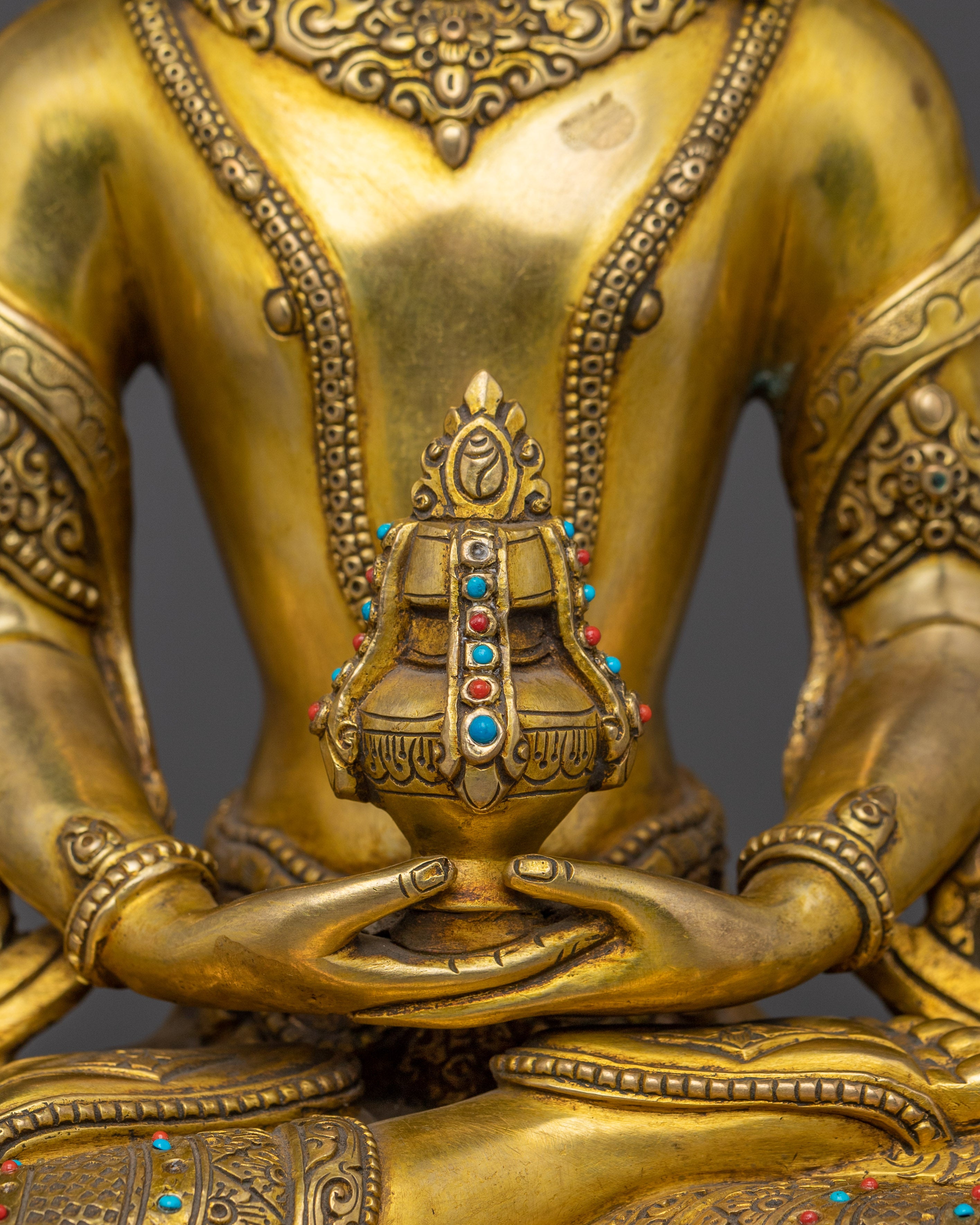 24k Gold Gilded Statue of Amitayus | Buddha of Infinite Life