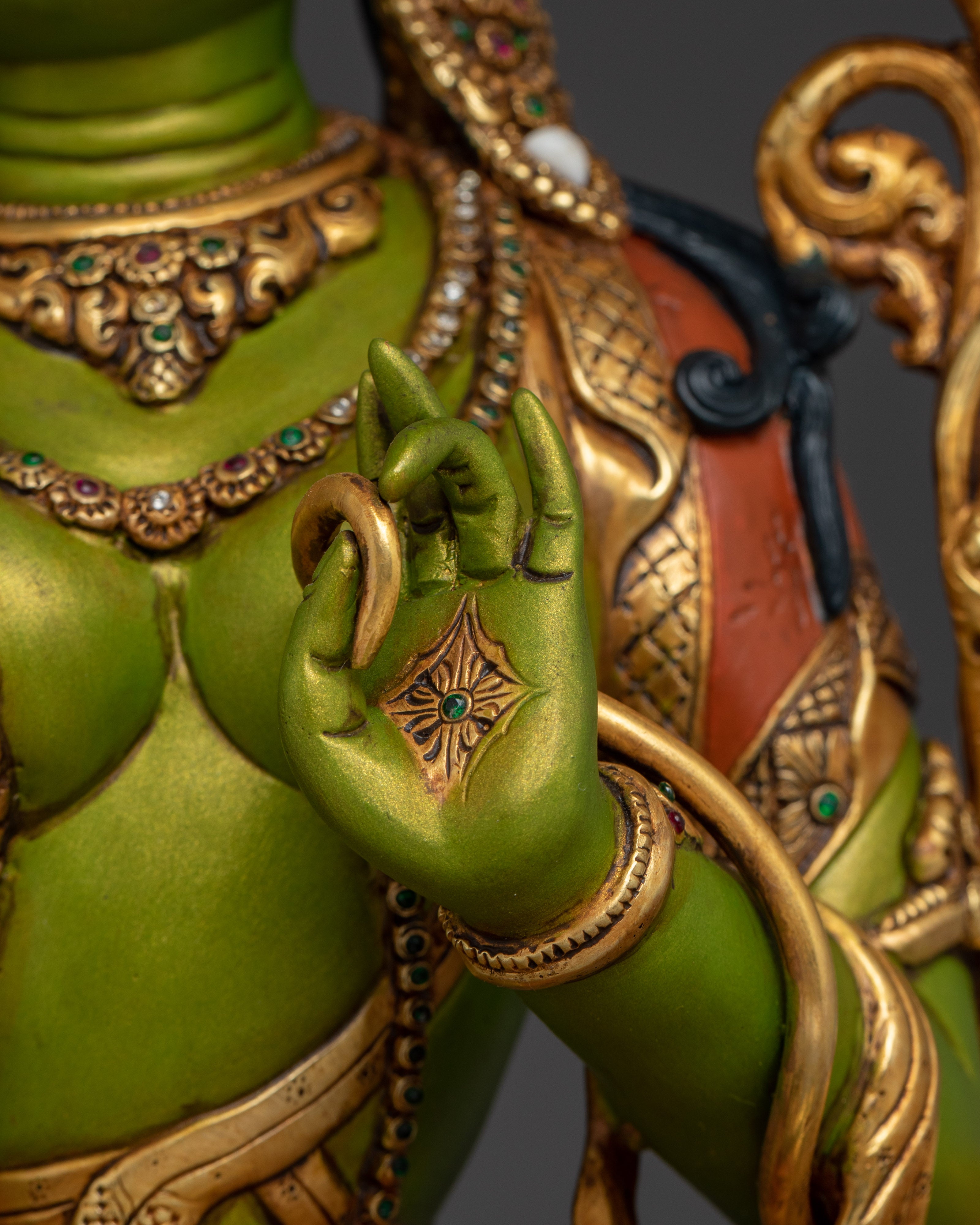 Handcrafted Buddhist Art of Green Tara | Embodiment of Fearless Compassion