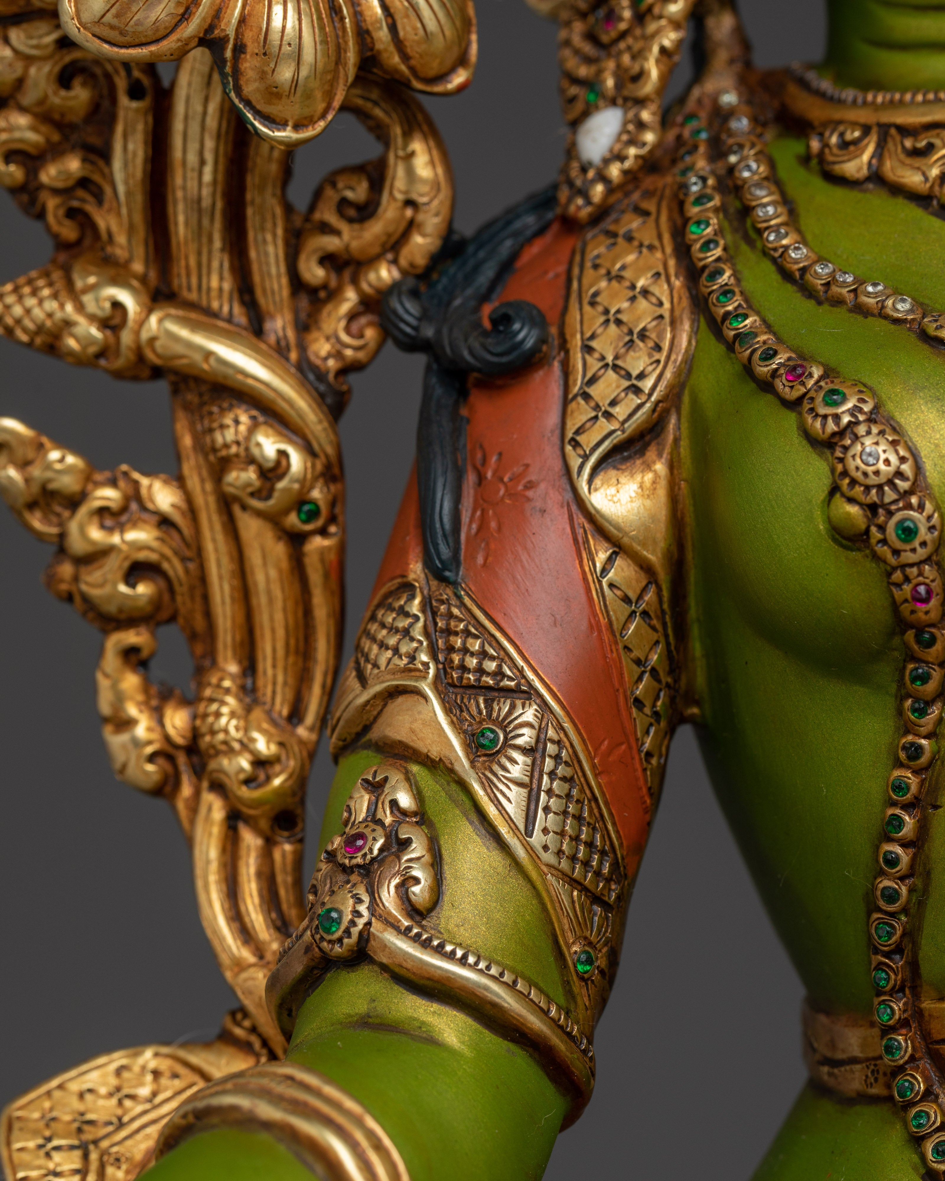 Handcrafted Buddhist Art of Green Tara | Embodiment of Fearless Compassion