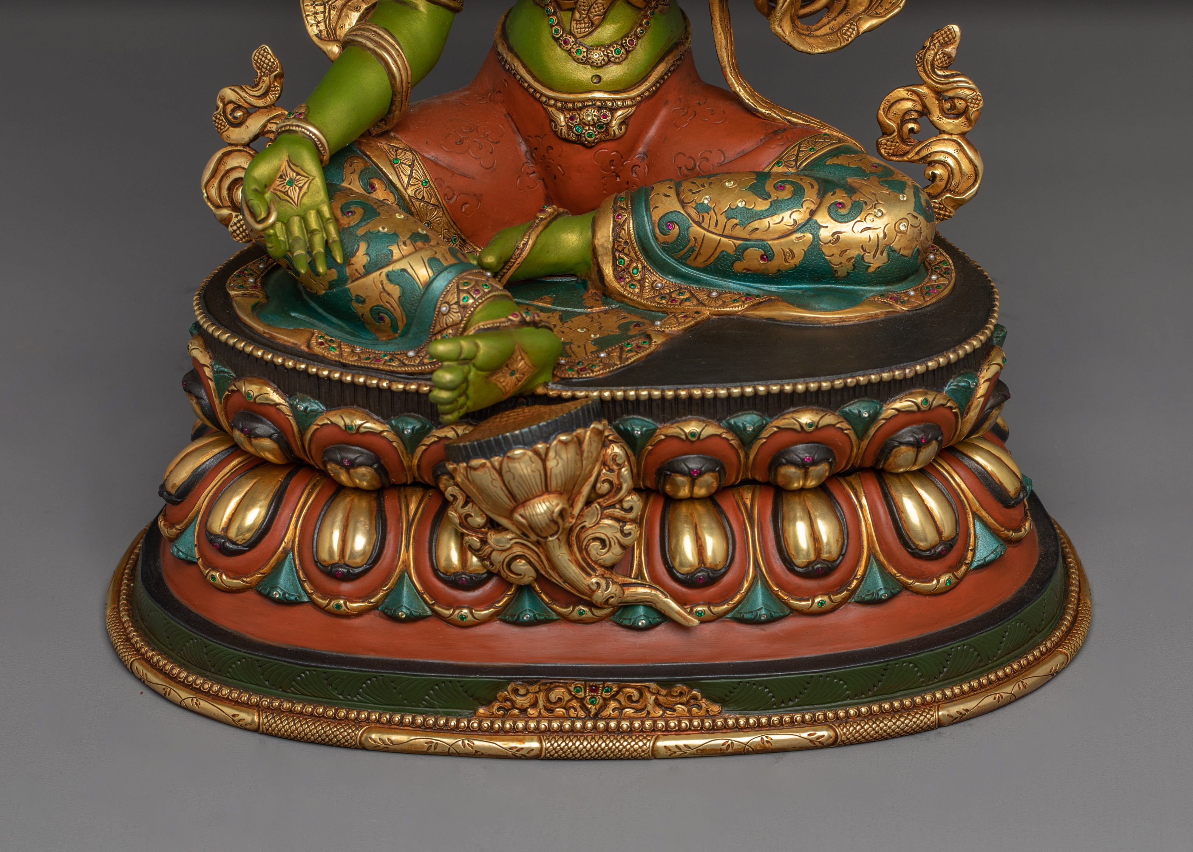 Handcrafted Buddhist Art of Green Tara | Embodiment of Fearless Compassion