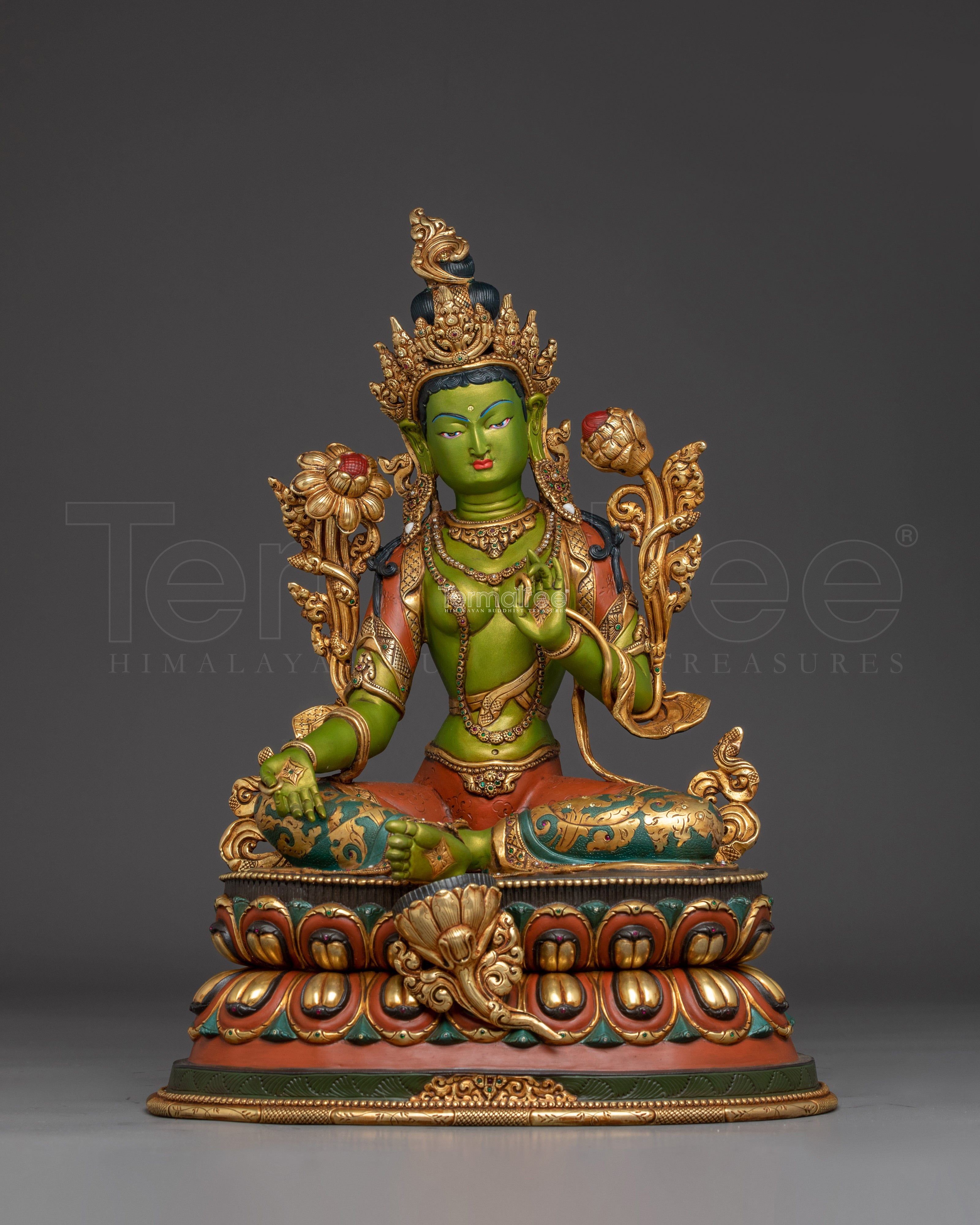 Handcrafted Buddhist Art of Green Tara | Embodiment of Fearless Compassion