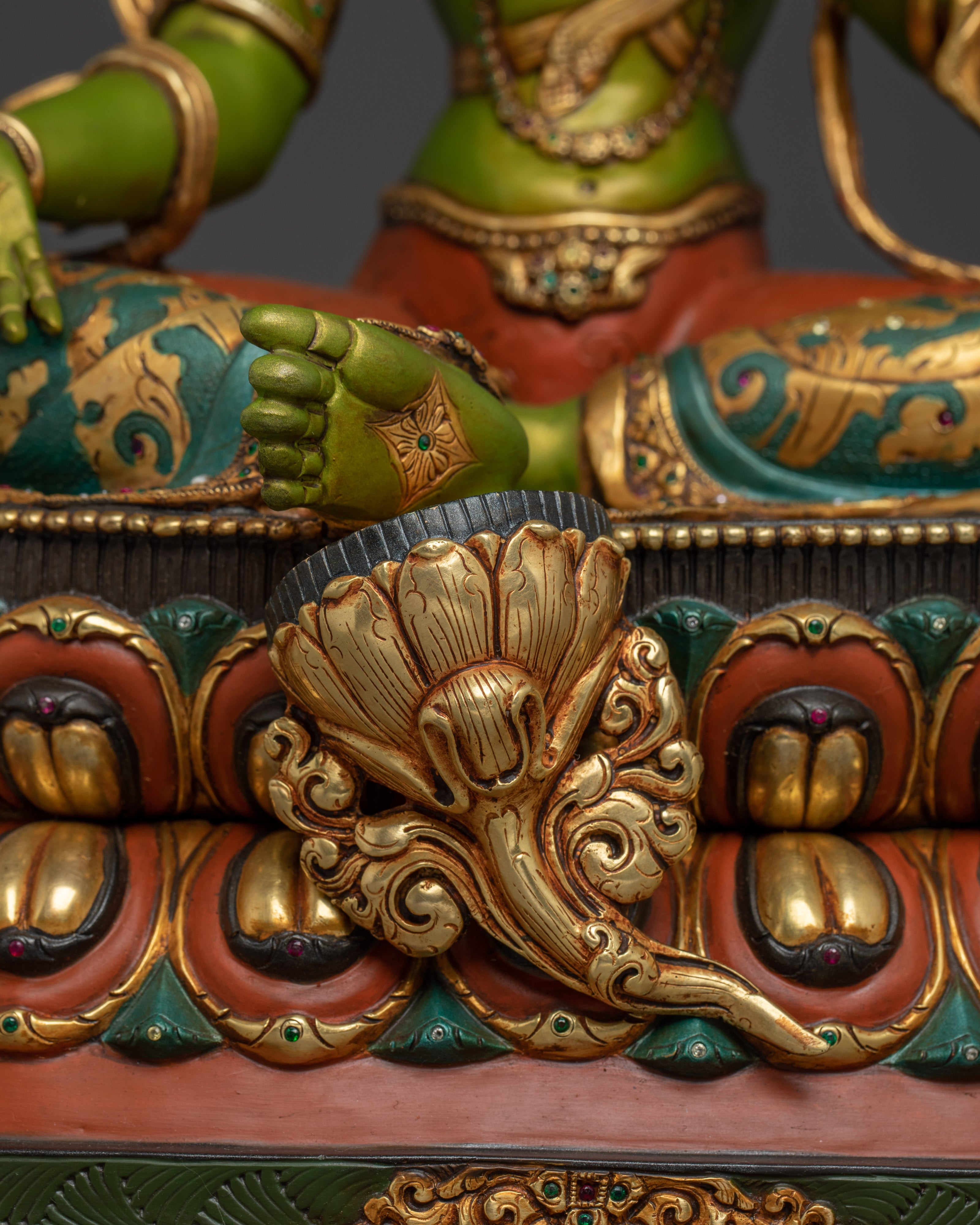 Handcrafted Buddhist Art of Green Tara | Embodiment of Fearless Compassion
