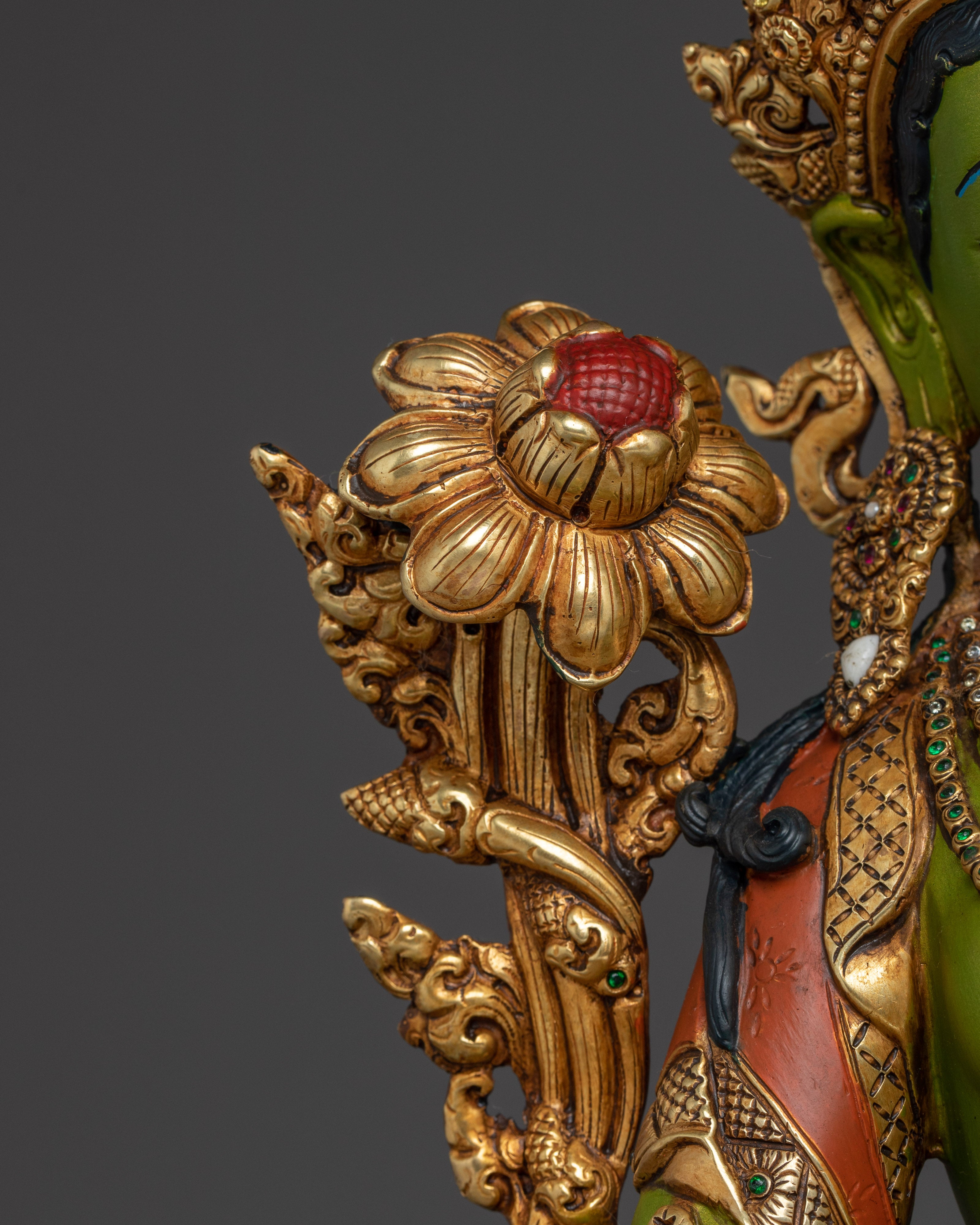 Handcrafted Buddhist Art of Green Tara | Embodiment of Fearless Compassion