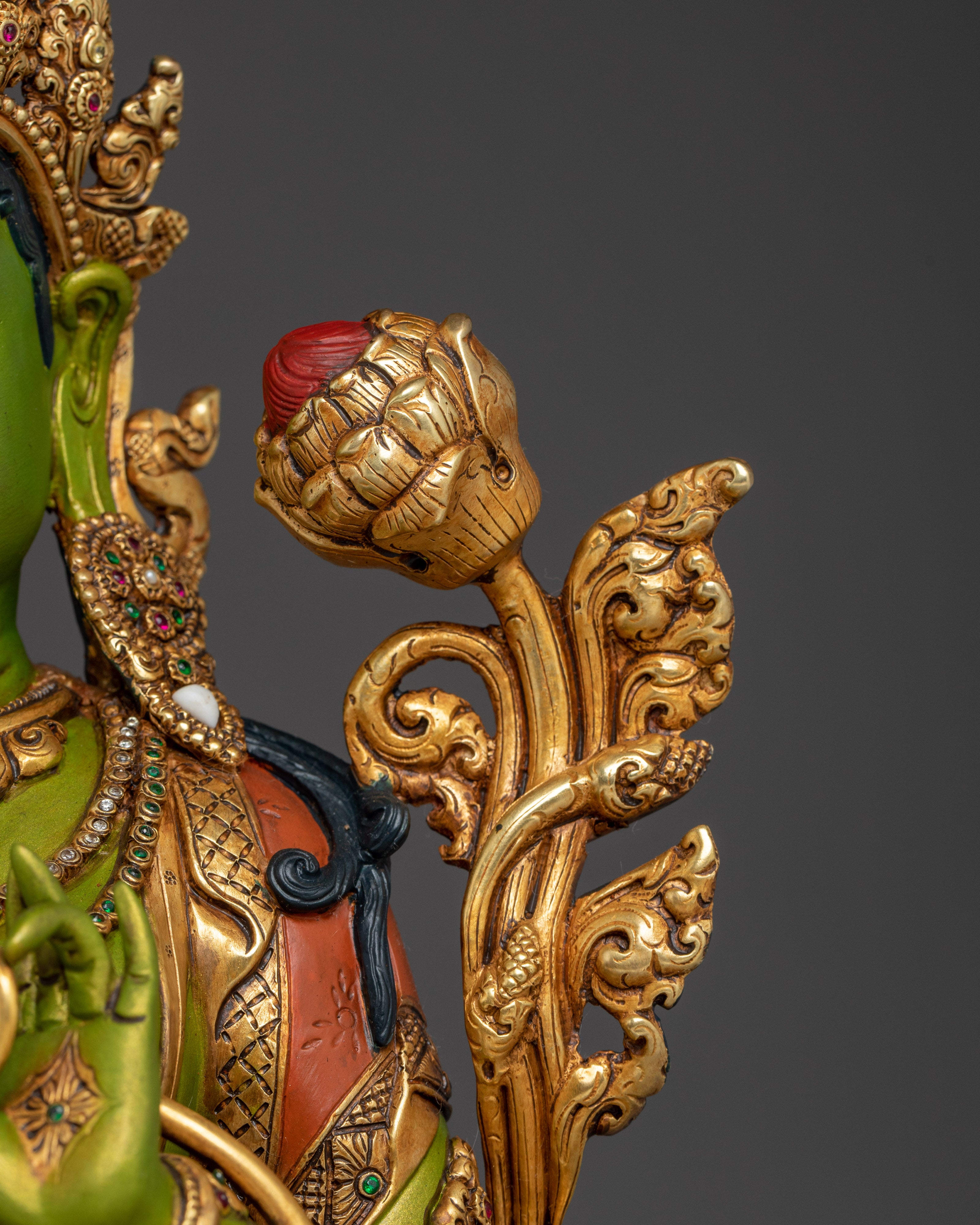 Handcrafted Buddhist Art of Green Tara | Embodiment of Fearless Compassion