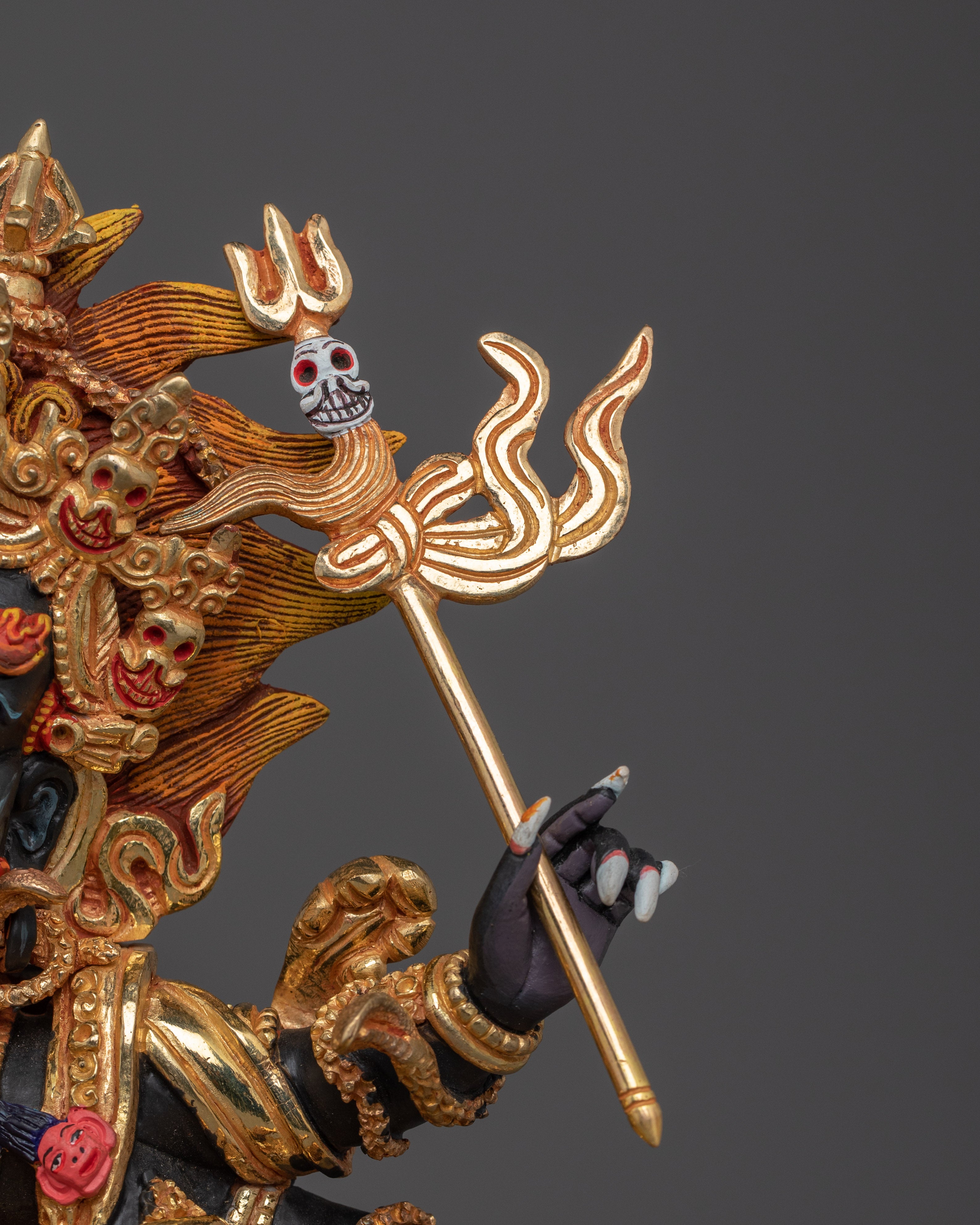 Statue of Wrathful 6 Armed Mahakala | Protection and Strength