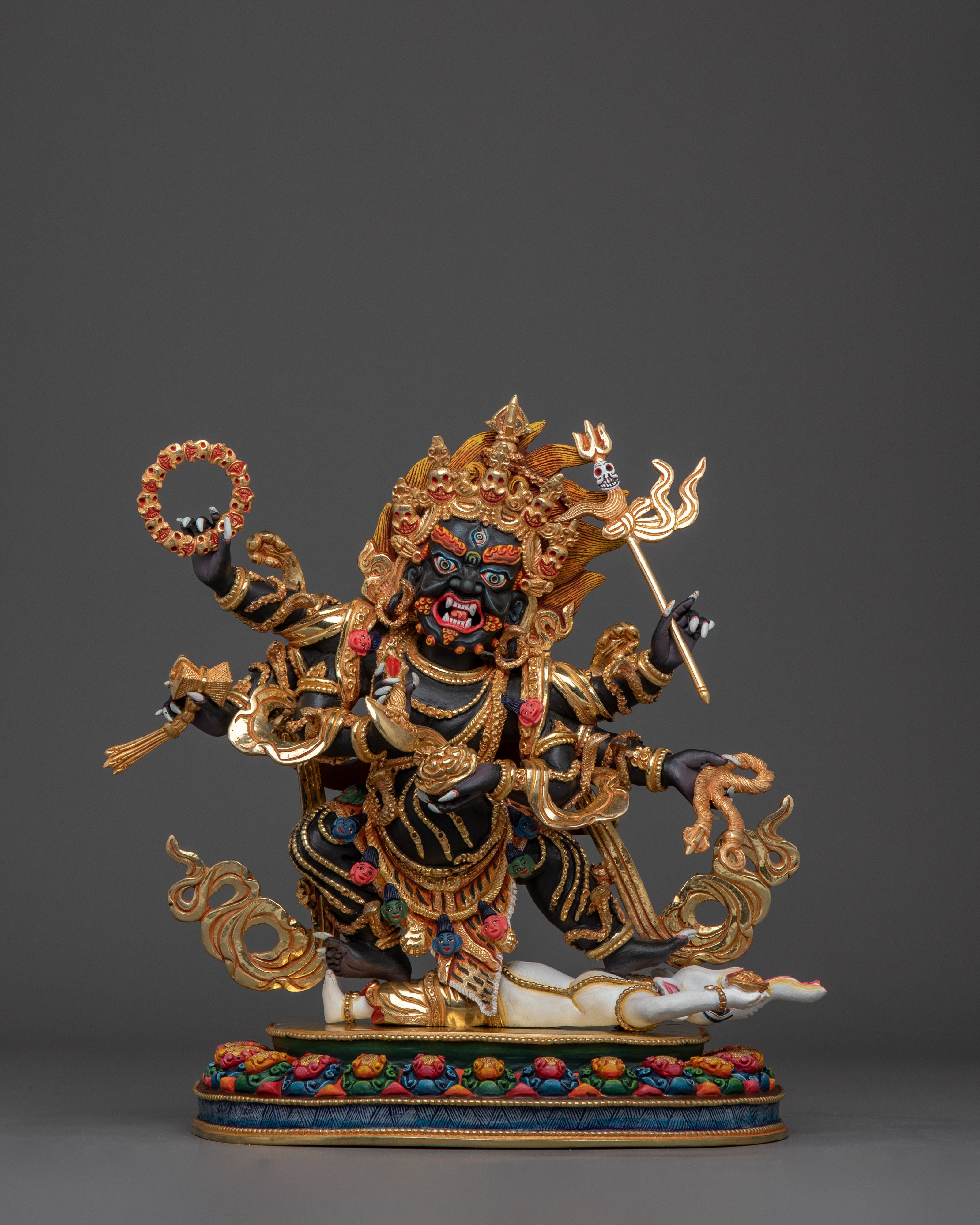 Statue of Wrathful 6 Armed Mahakala | Protection and Strength
