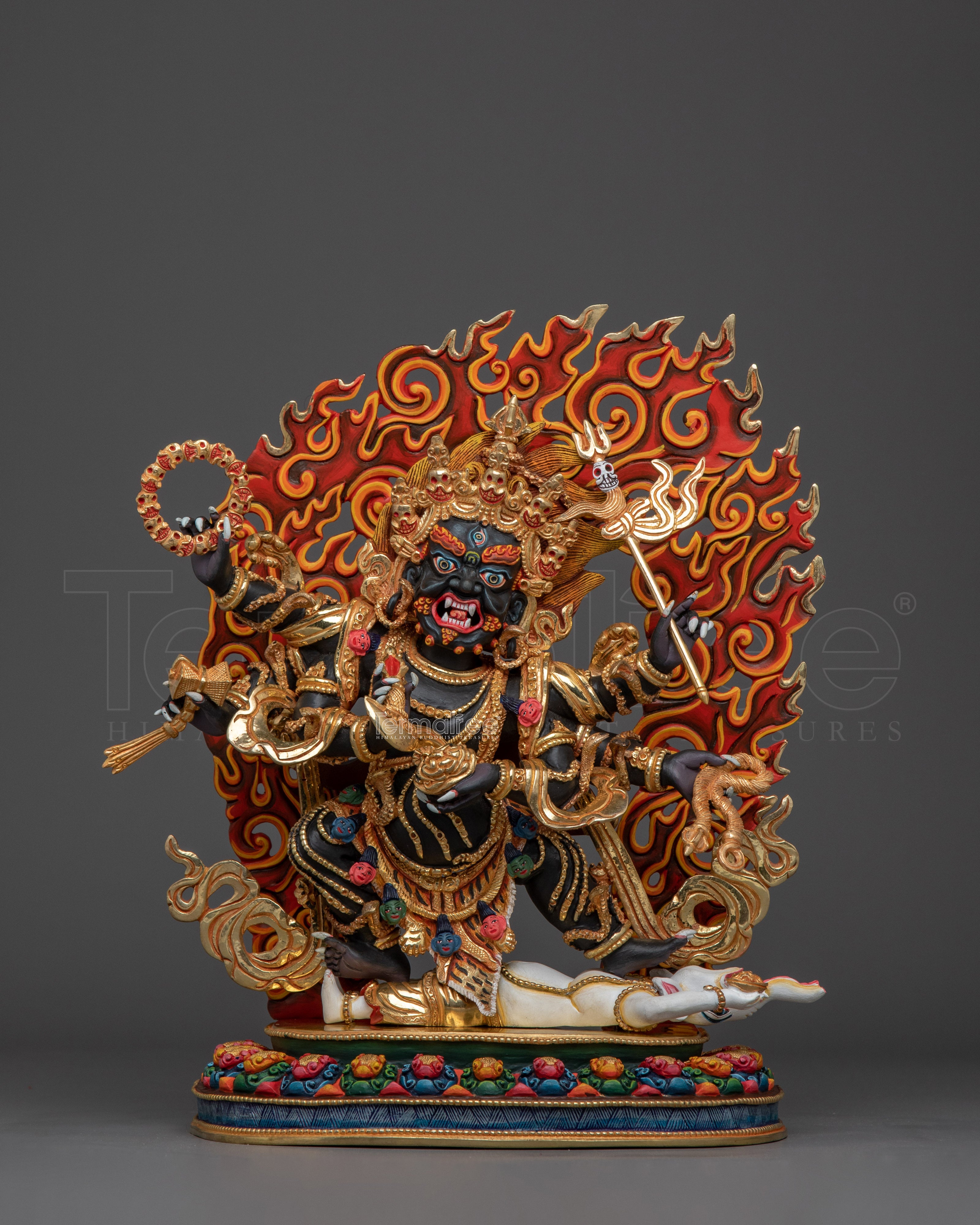 Statue of Wrathful 6 Armed Mahakala | Protection and Strength