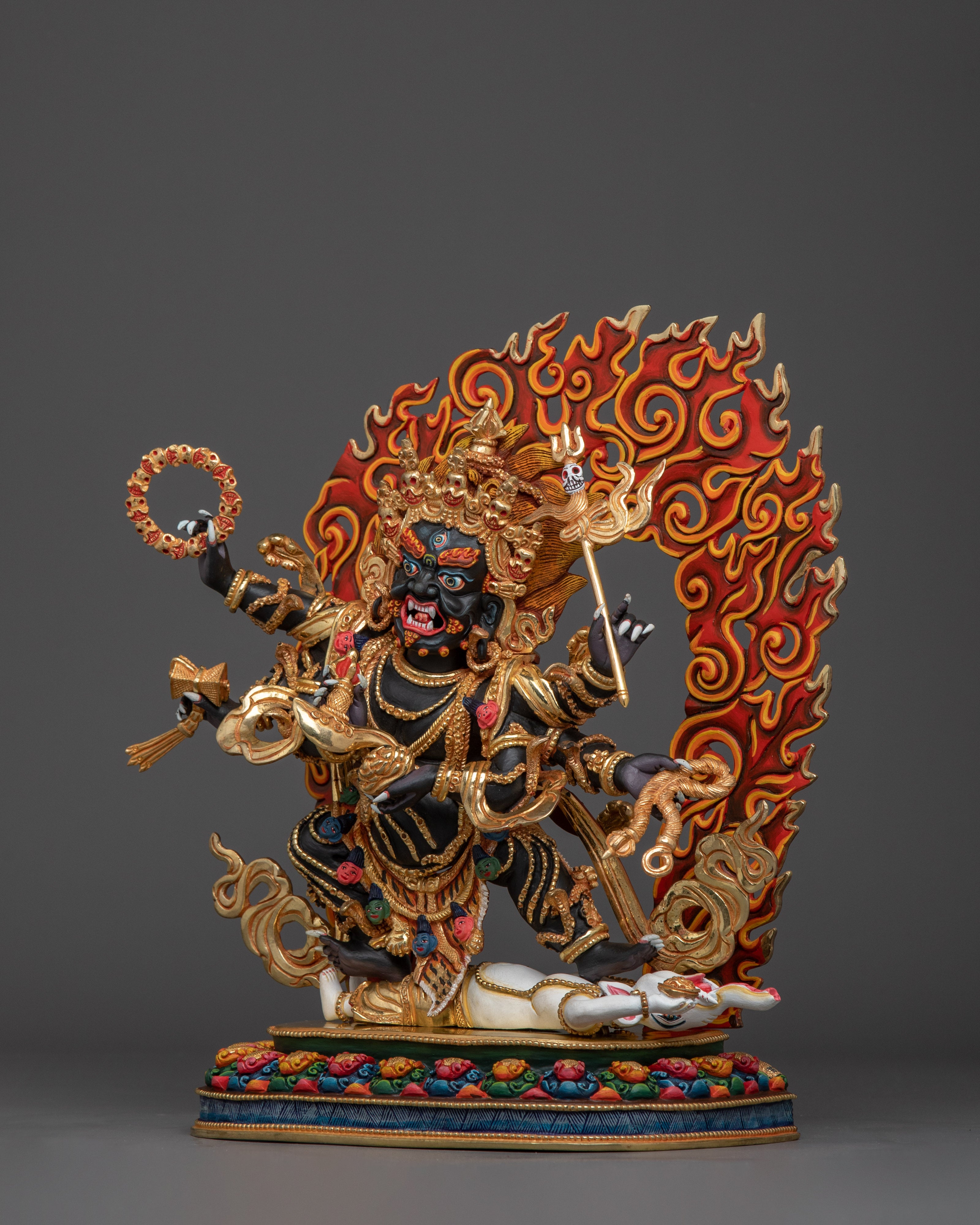 Statue of Wrathful 6 Armed Mahakala | Protection and Strength