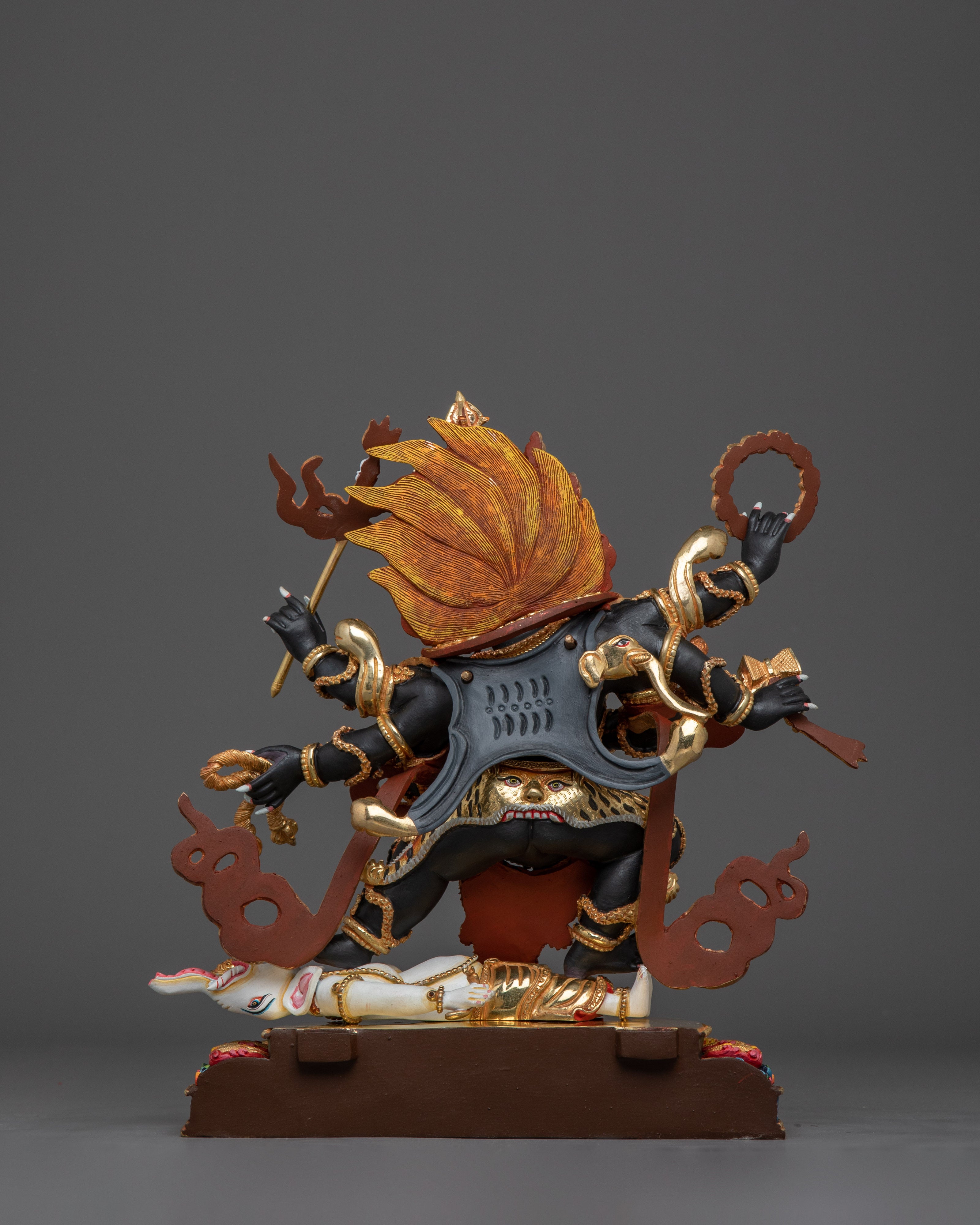 Statue of Wrathful 6 Armed Mahakala | Protection and Strength