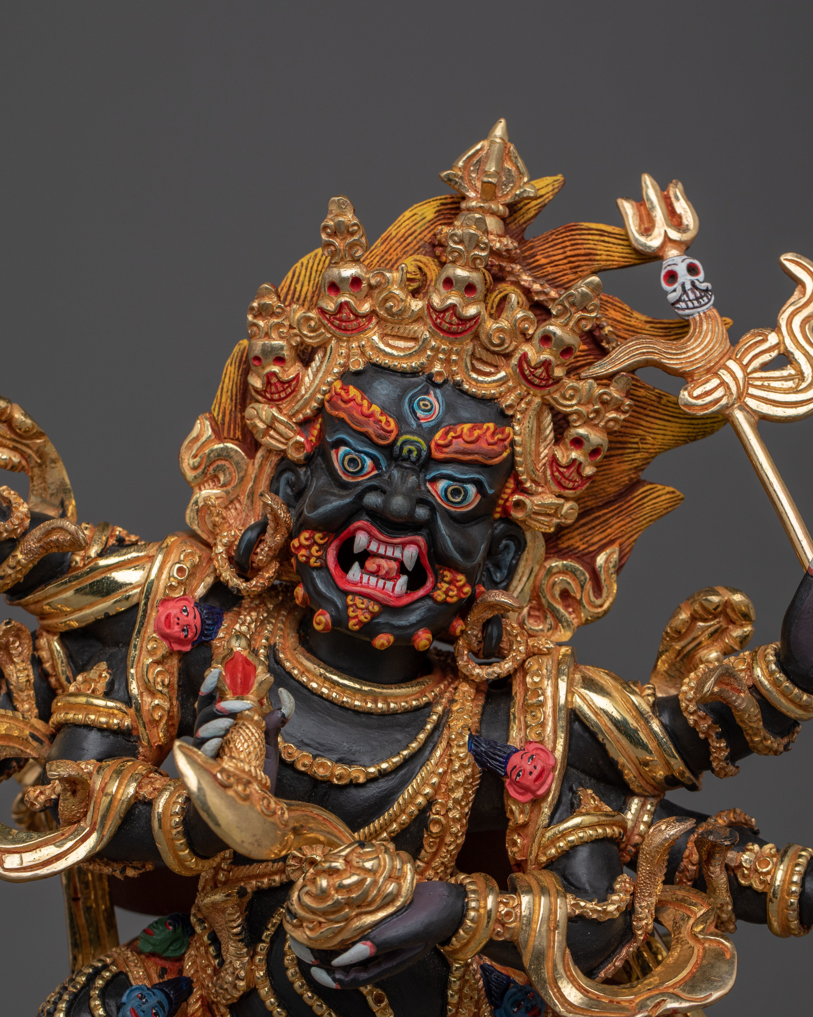 Statue of Wrathful 6 Armed Mahakala | Protection and Strength