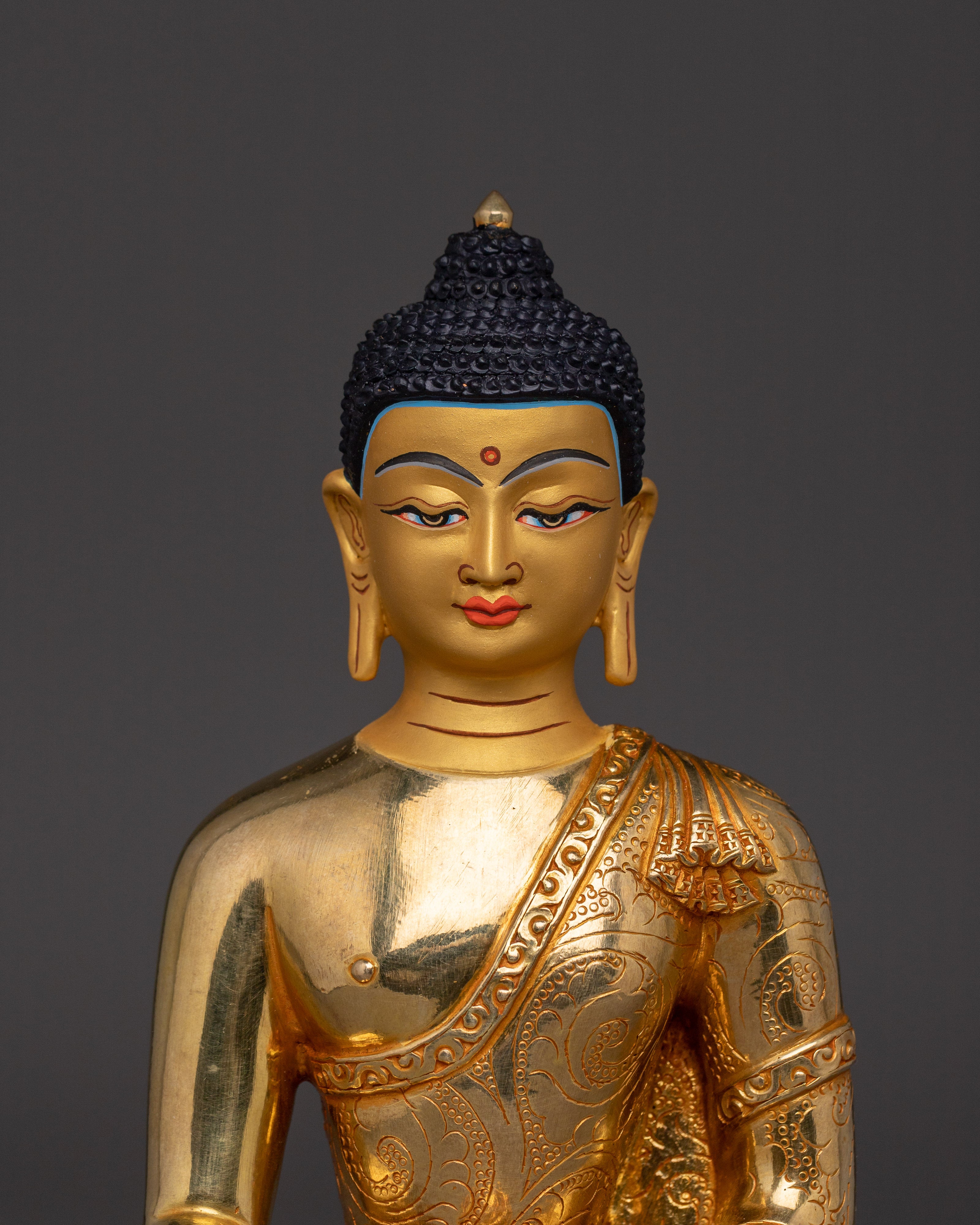 24k Gold Gilded Buddha Shakyamuni Sculpture | Founder of the Buddhist Path