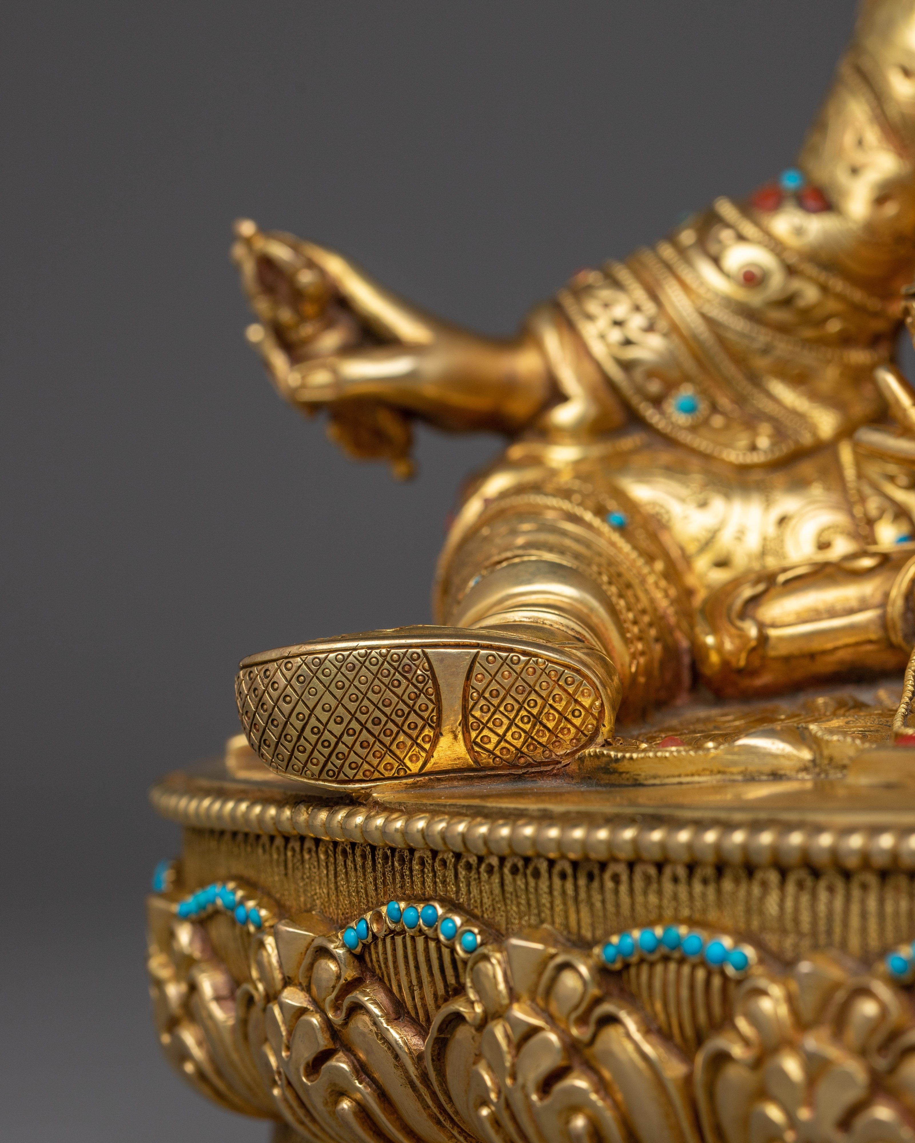 24k Gold Gilded Sculpture of Guru Rinpoche | The Lotus-Born Master