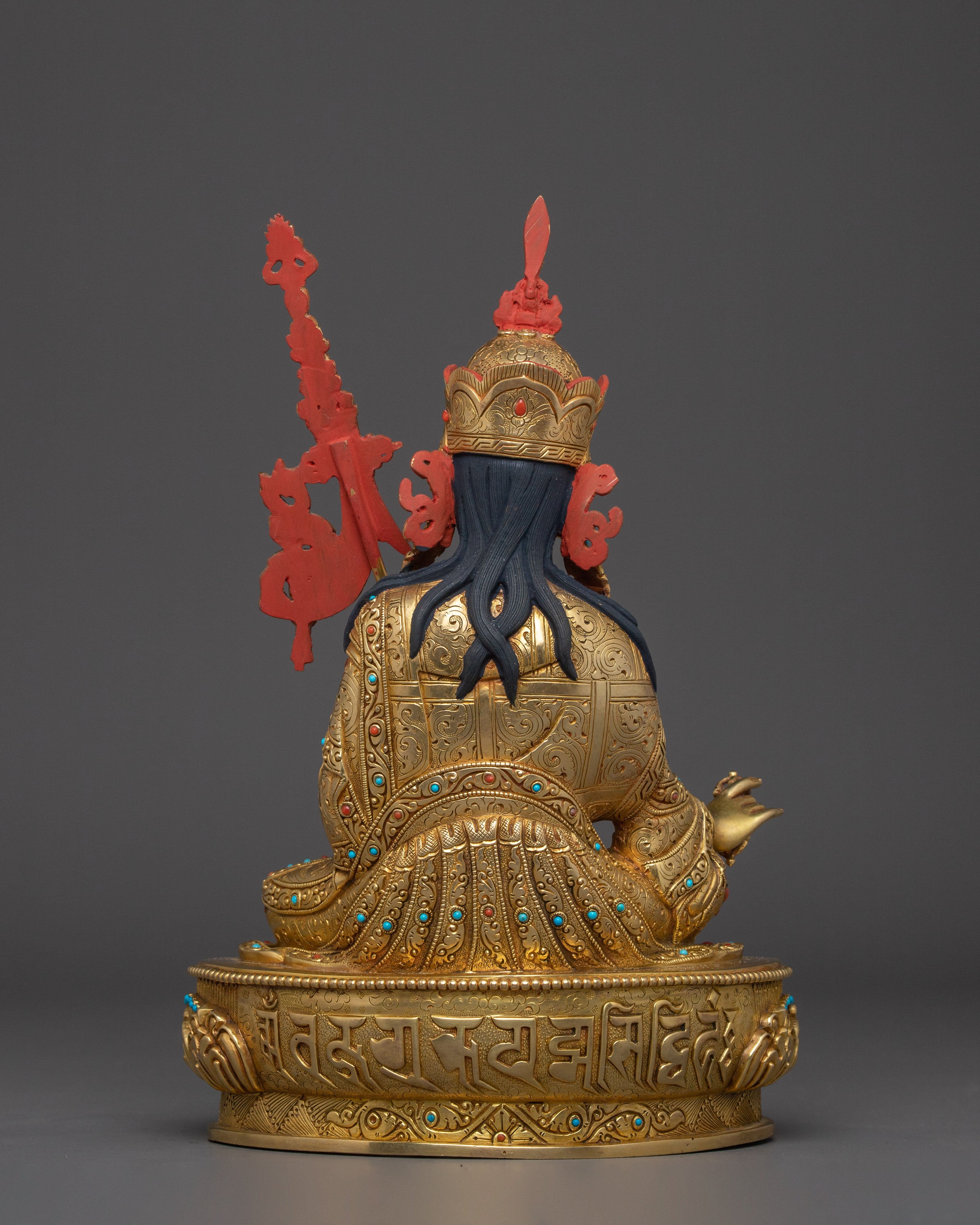 24k Gold Gilded Sculpture of Guru Rinpoche | The Lotus-Born Master