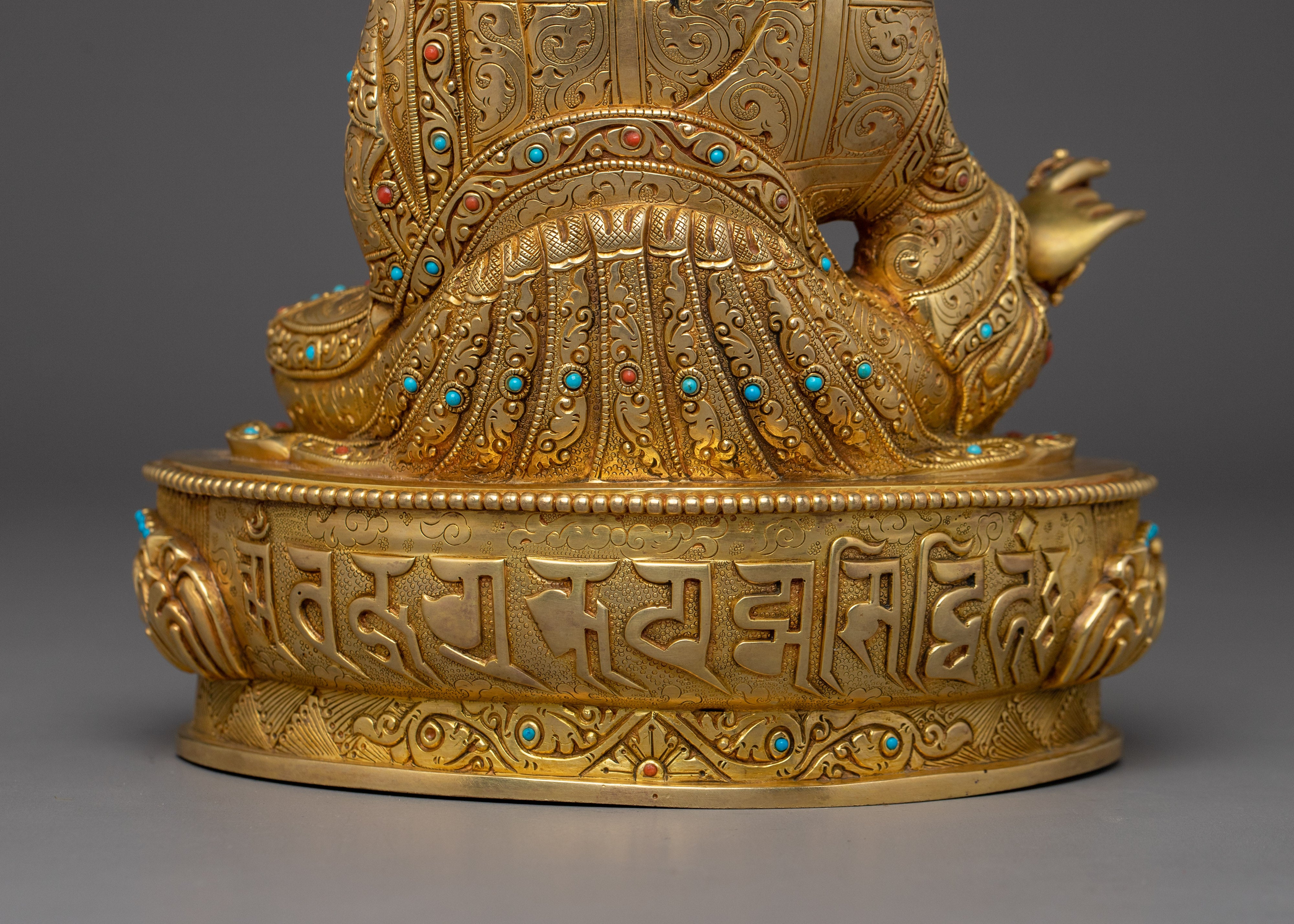 24k Gold Gilded Sculpture of Guru Rinpoche | The Lotus-Born Master